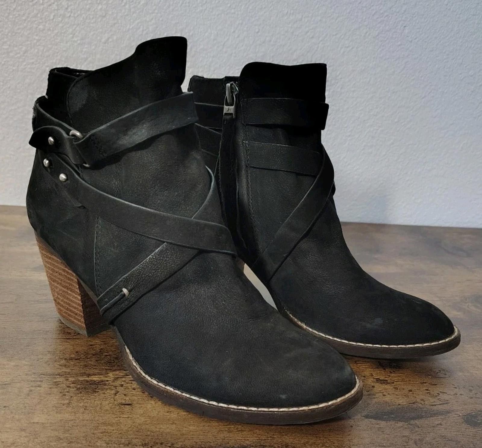 Designer Sam Edelman Ankle Boots Black Leather Side Zip Bootie Women Size US 6 / IT 36 - 1 Thumbnail