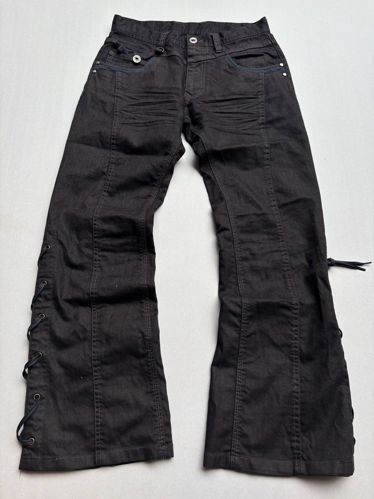 male & co lace up flare jeans