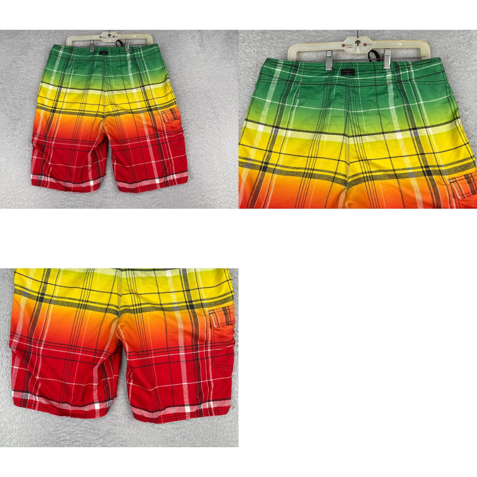O'Neill VINTAGE: No (not vintage) — O'Neill Swim Trunks Mens 35 Red Green Stripe Board Shorts Polyester 35x11 Size US 35 - 9 Thumbnail