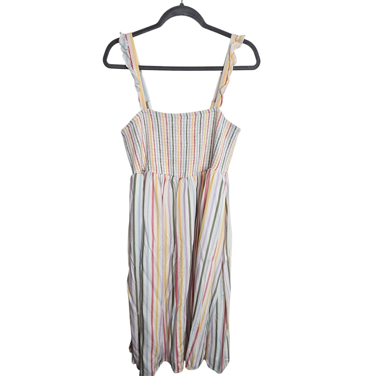 Corridor Torrid Challis Multi Stripe Ruffle Strap Midi Dress 1X Prep Size XL / US 12-14 / IT 48-50 - 2 Thumbnail
