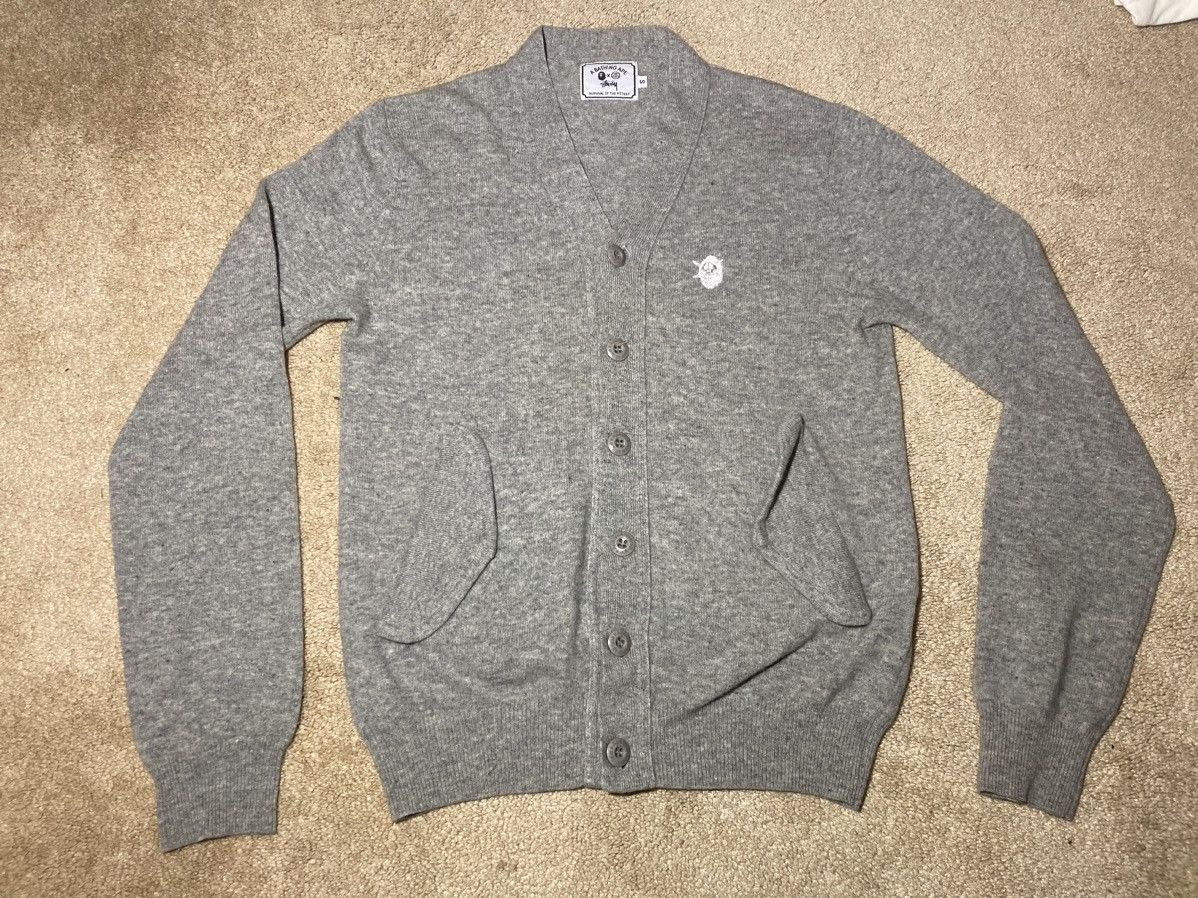 Bape × Stussy FW10 Bape Stussy Skull Logo Cardigan 2010 Gray Small Collab Size US S / EU 44-46 / 1 - 2 Thumbnail