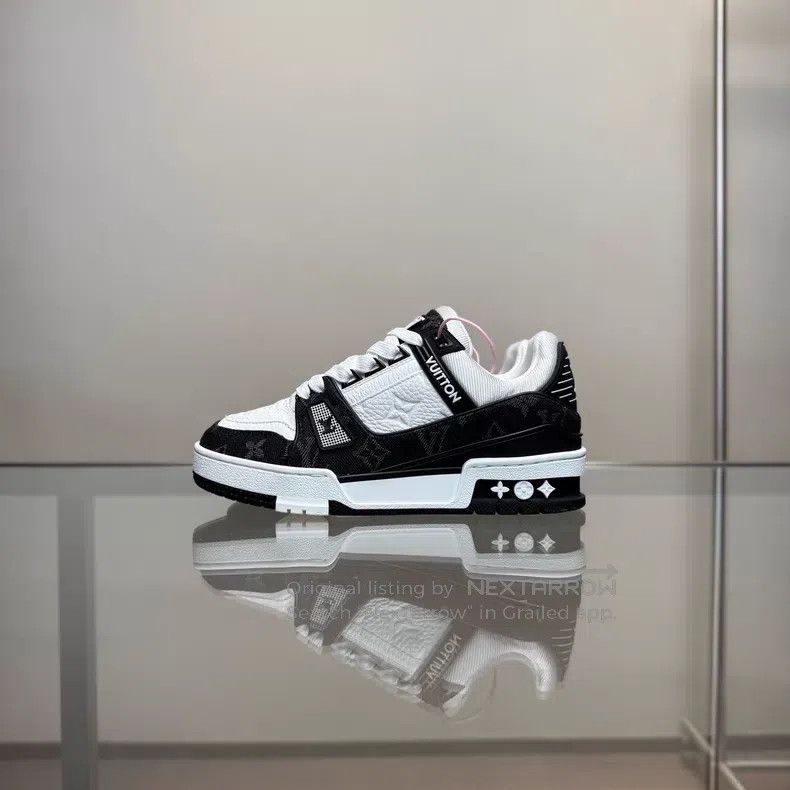 Louis Vuitton Louis Vuitton Trainer's new black and white denim shoes Size US 4.5 / IT 34.5 - 5 Thumbnail