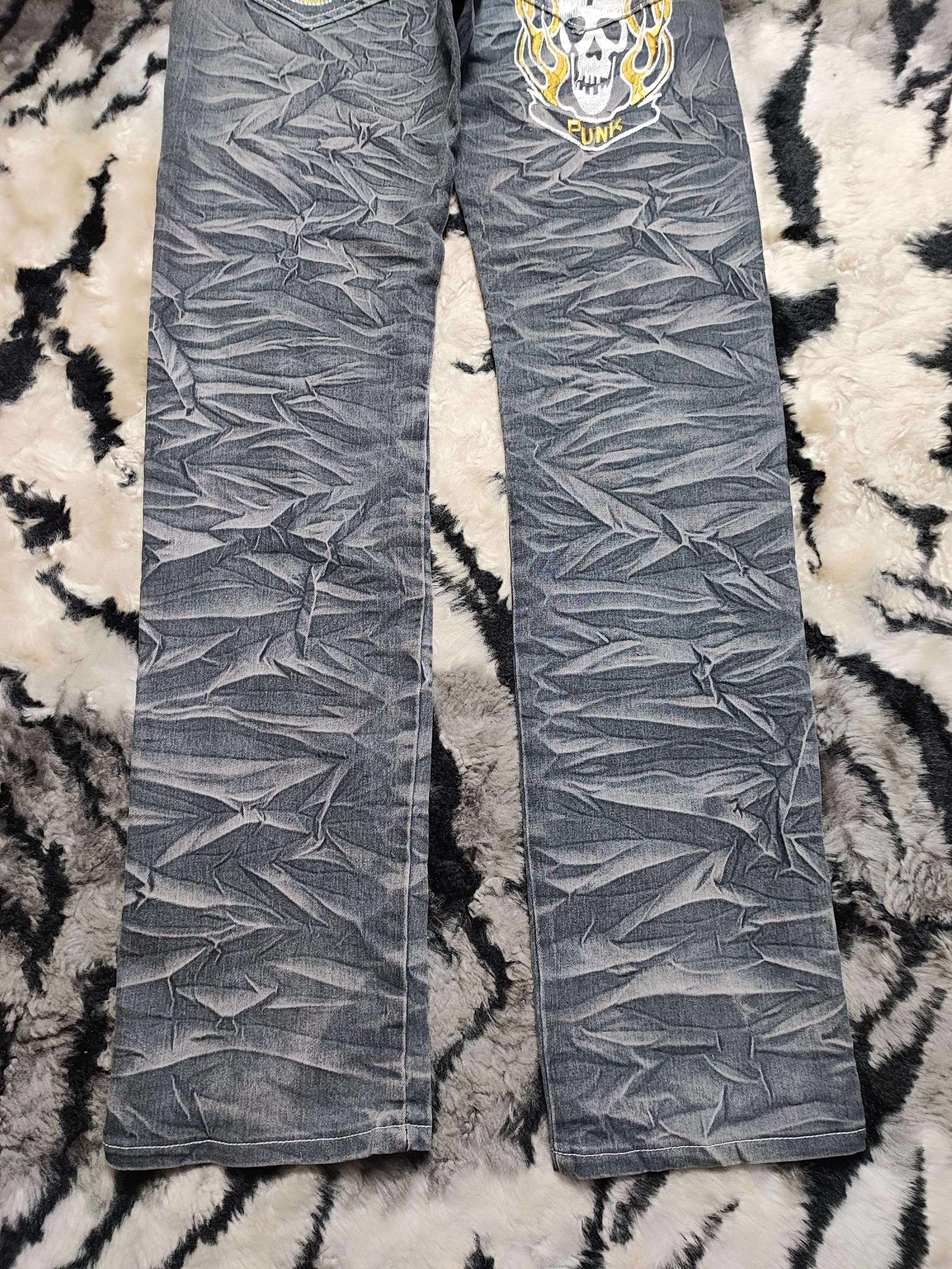 Affliction × Japanese Brand Skull Punk Embroidered Denim Jeans Size US 30 / EU 46 - 8 Thumbnail