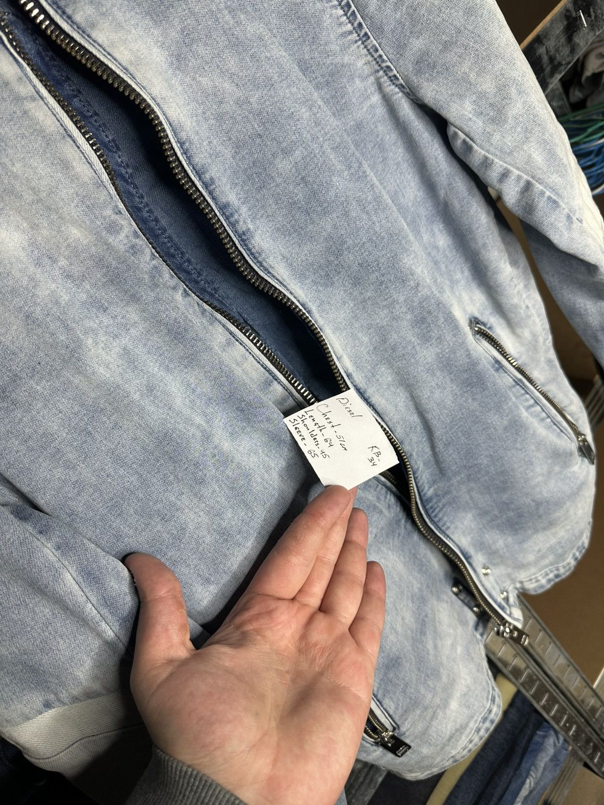 Diesel DIESEL JOGGJEANS DENIM JACKET MENS SIZE M LIGHT BLUE BIKER Size US M / EU 48-50 / 2 - 9 Thumbnail