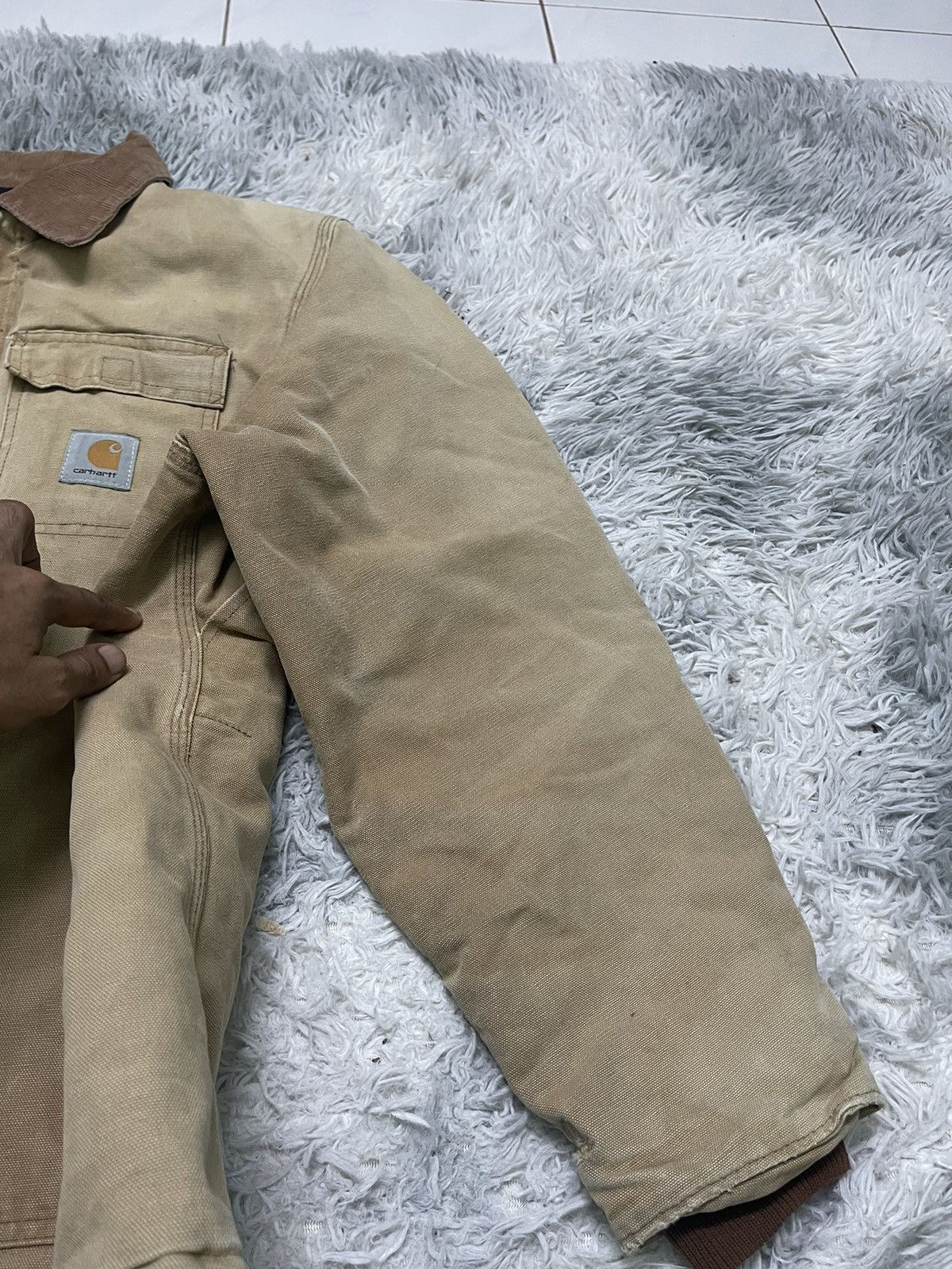 Carhartt VINTAGE CARHARTT KHAKI NICELY FADED QUILTED LINEN RARE Size US L / EU 52-54 / 3 - 6 Thumbnail