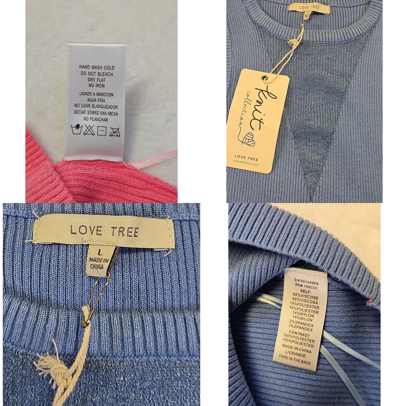 Vintage Love Tree Ribbed Knit Tank Top Lot 2 NWT Blue Pink Sleeveless Pullover Viscose Blend Women's Tank Top L Size L / US 10 / IT 46 - 8 Thumbnail