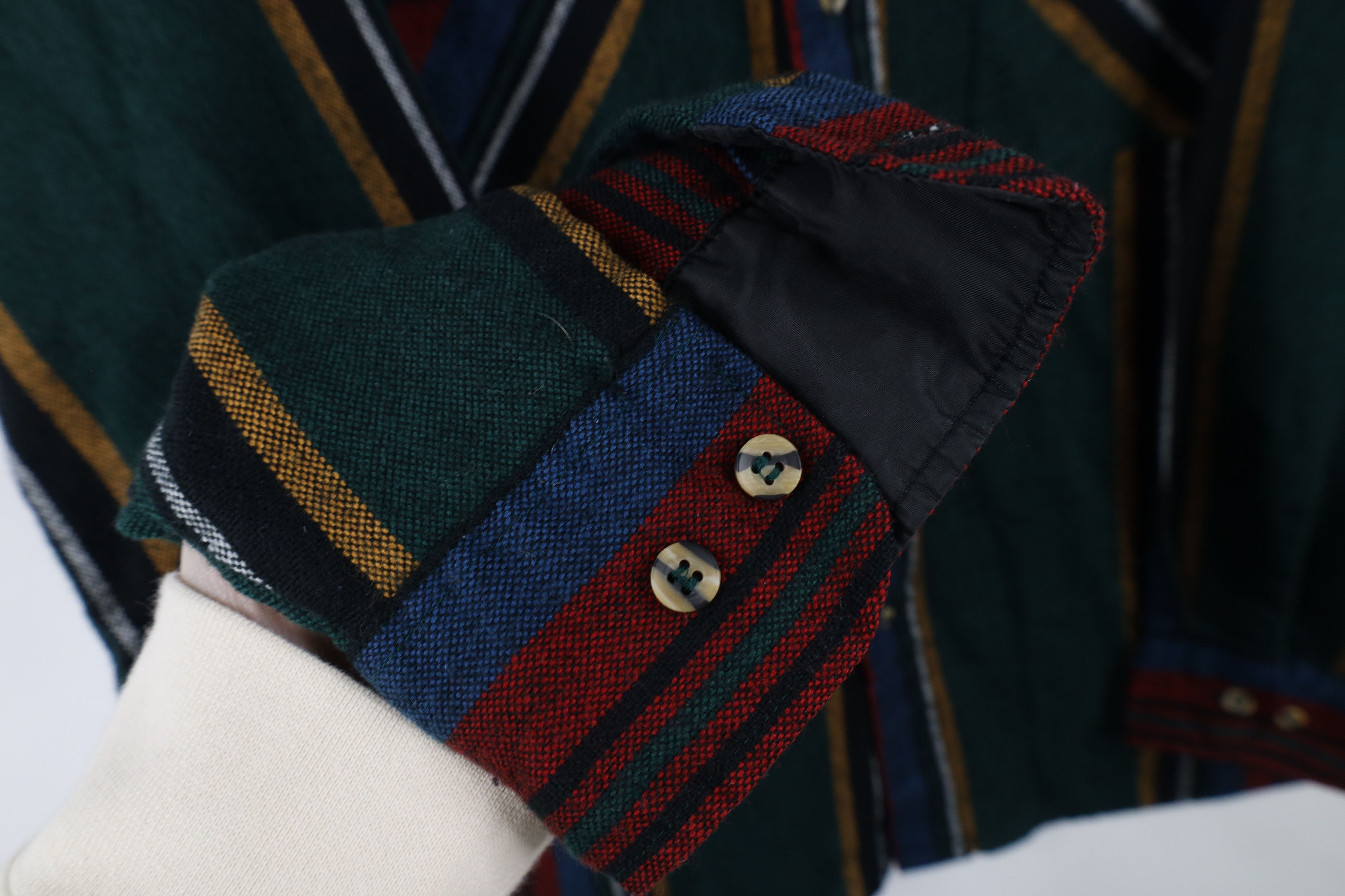 Vintage Vintage 90s Streetwear Rainbow Striped Knit Button Shirt Size US L / EU 52-54 / 3 - 4 Thumbnail