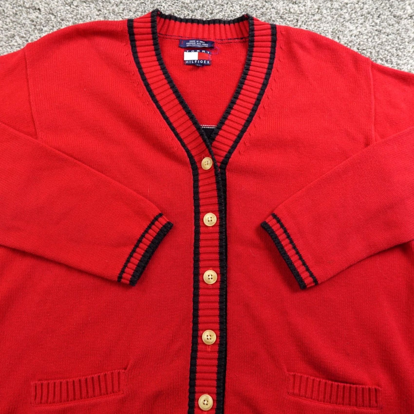 Tommy Hilfiger Tommy Hilfiger Cardigan Womens M Red Flag Knit Button Sweater 90s Y2K Vintage Cardigan Womens M Red Flag Knit Button Sweater 90s Y2K Size M / US 6-8 / IT 42-44 - 4 Thumbnail