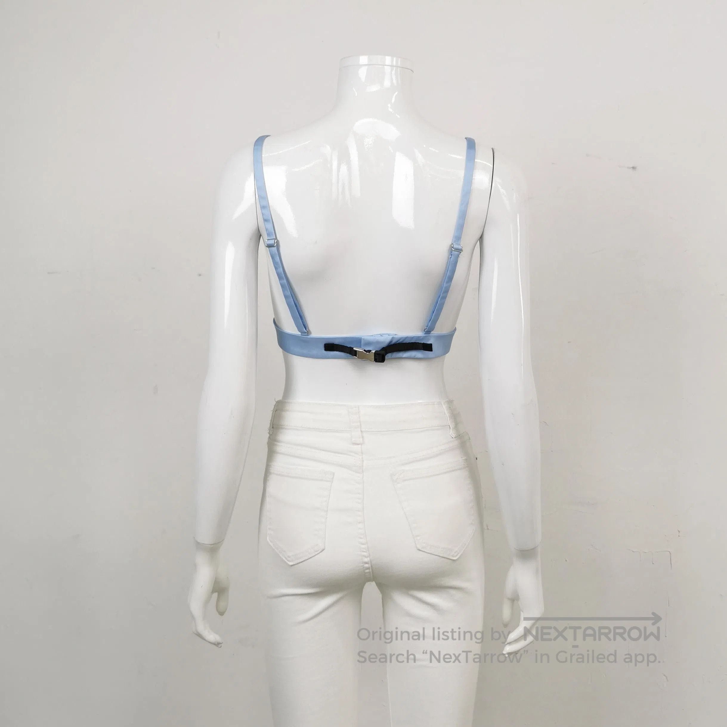 Prada Prada Triangle Logo Silk Bralette in Light Blue . Size L / US 10 / IT 46 - 2 Thumbnail