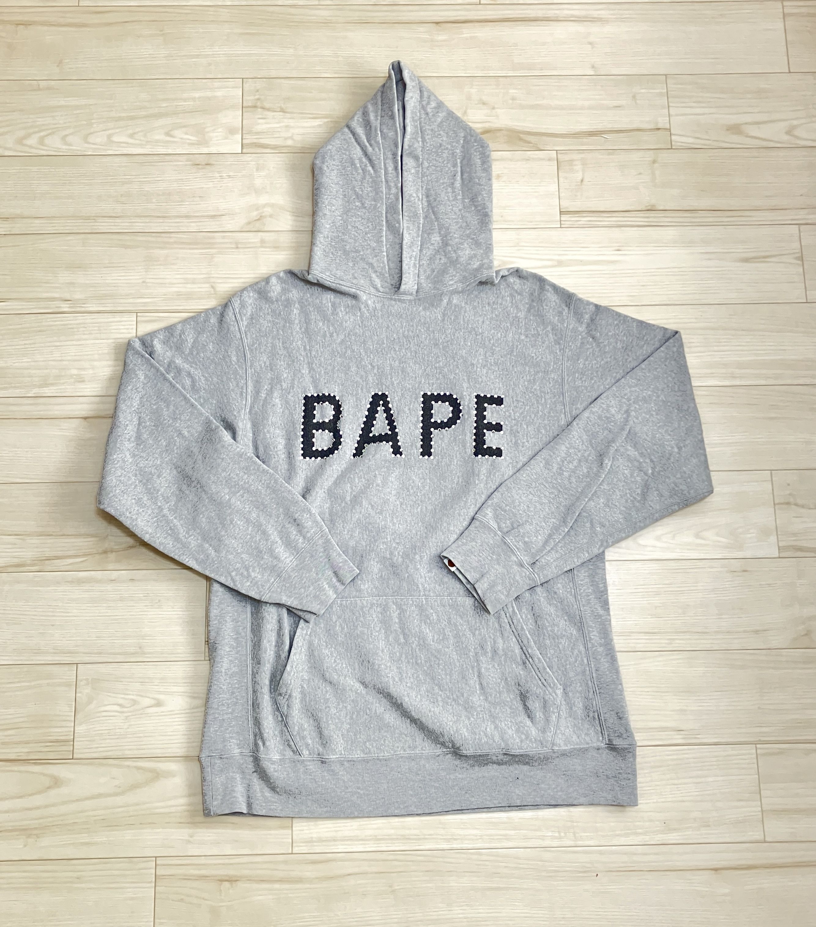 Bape OG Bape Gray Swarovski Spell Out Pullover Hoodie Size US L / EU 52-54 / 3 - 1 Thumbnail