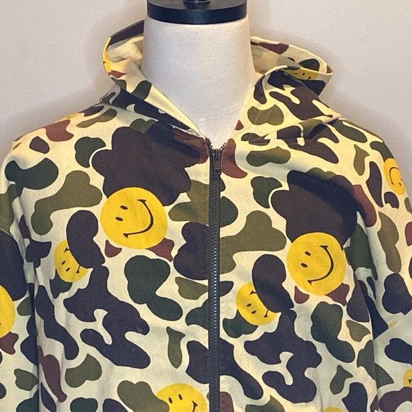 Market Market x SMILEY Camo Twill Zip Hoodie (sx XL) Size US XL / EU 56 / 4 - 2 Thumbnail