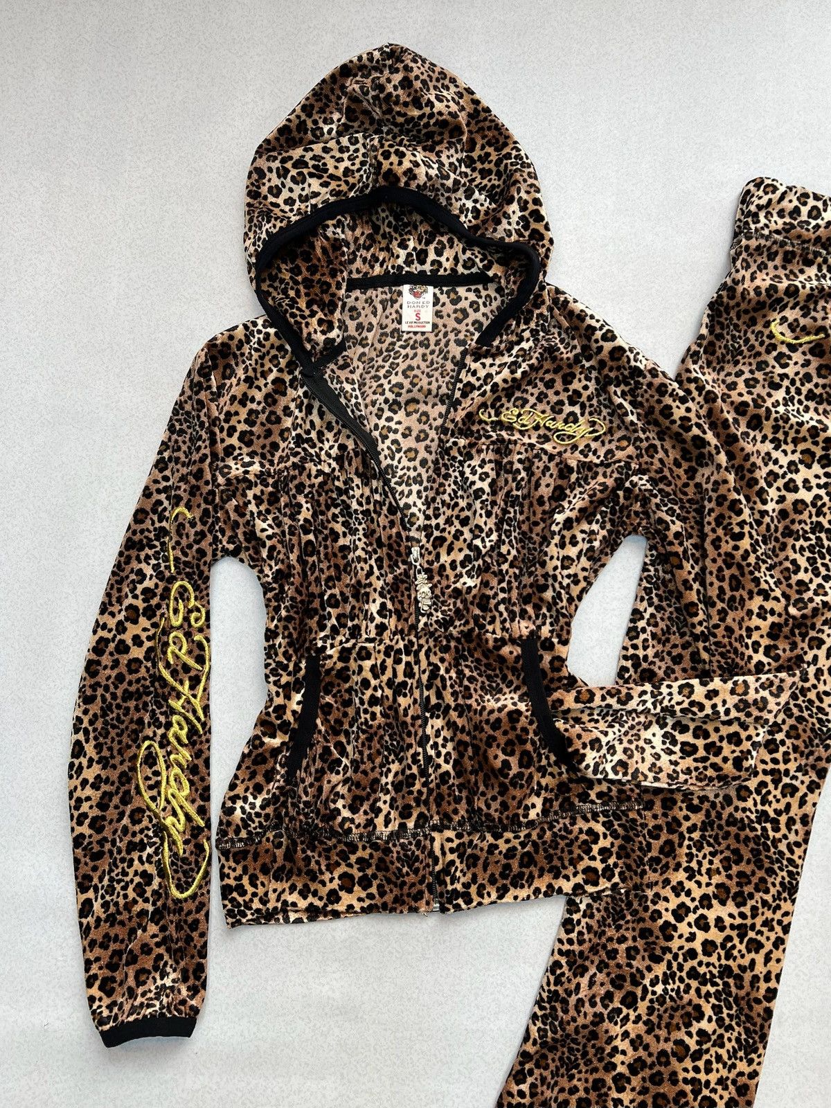 Ed Hardy Ed Hardy Leopard Printed Velvet Track Suit Size S / US 4 / IT 40 - 2 Thumbnail