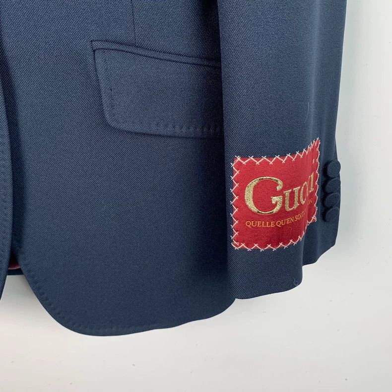 Gucci Gucci Dark blue logo embroidered lapel suit 2502-Nextarrow Size 36R - 4 Thumbnail