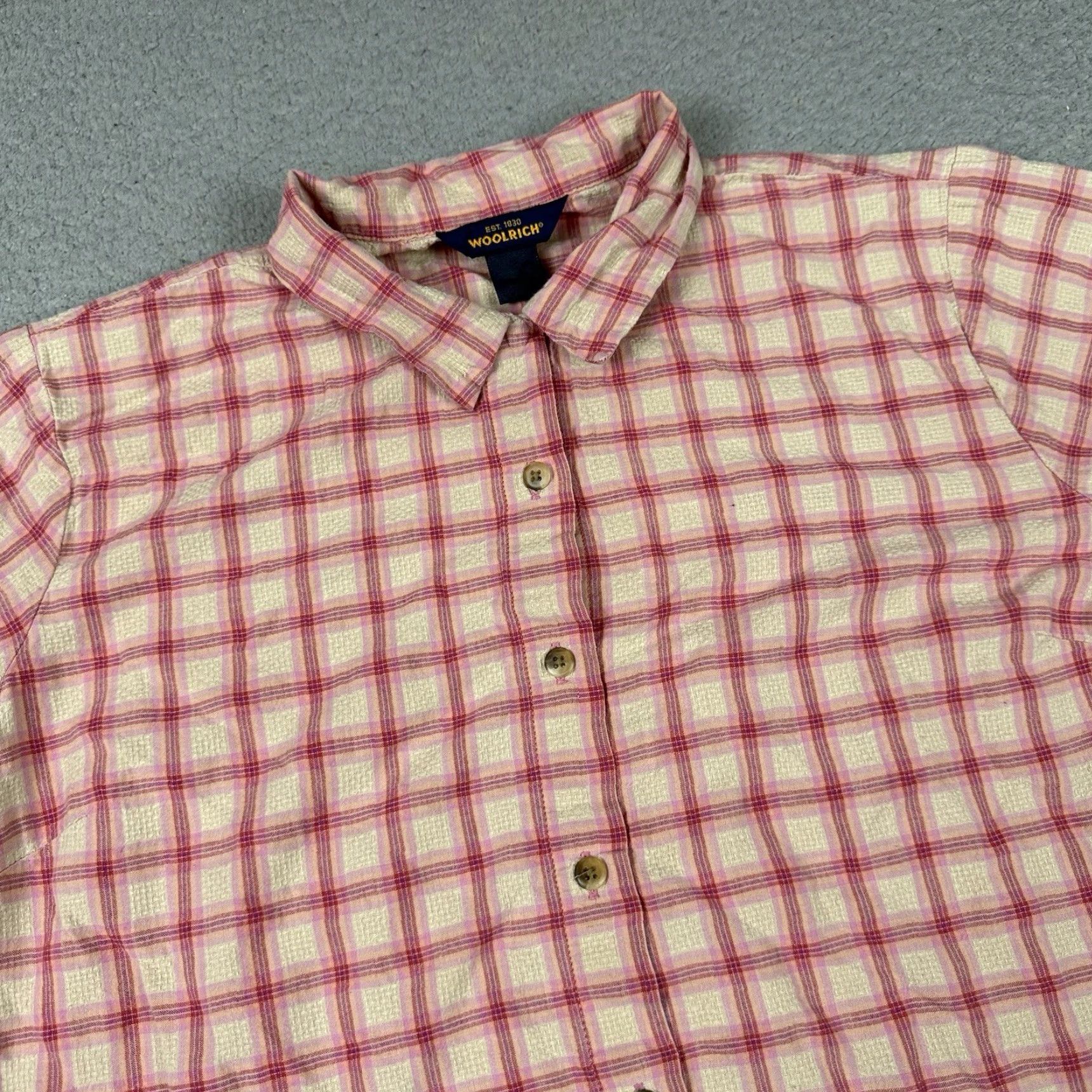 Vintage VINTAGE Woolrich Shirt Womens XL Red White Plaid Flannel 100% Cotton Casual Seersucker Size XL / US 12-14 / IT 48-50 - 2 Thumbnail