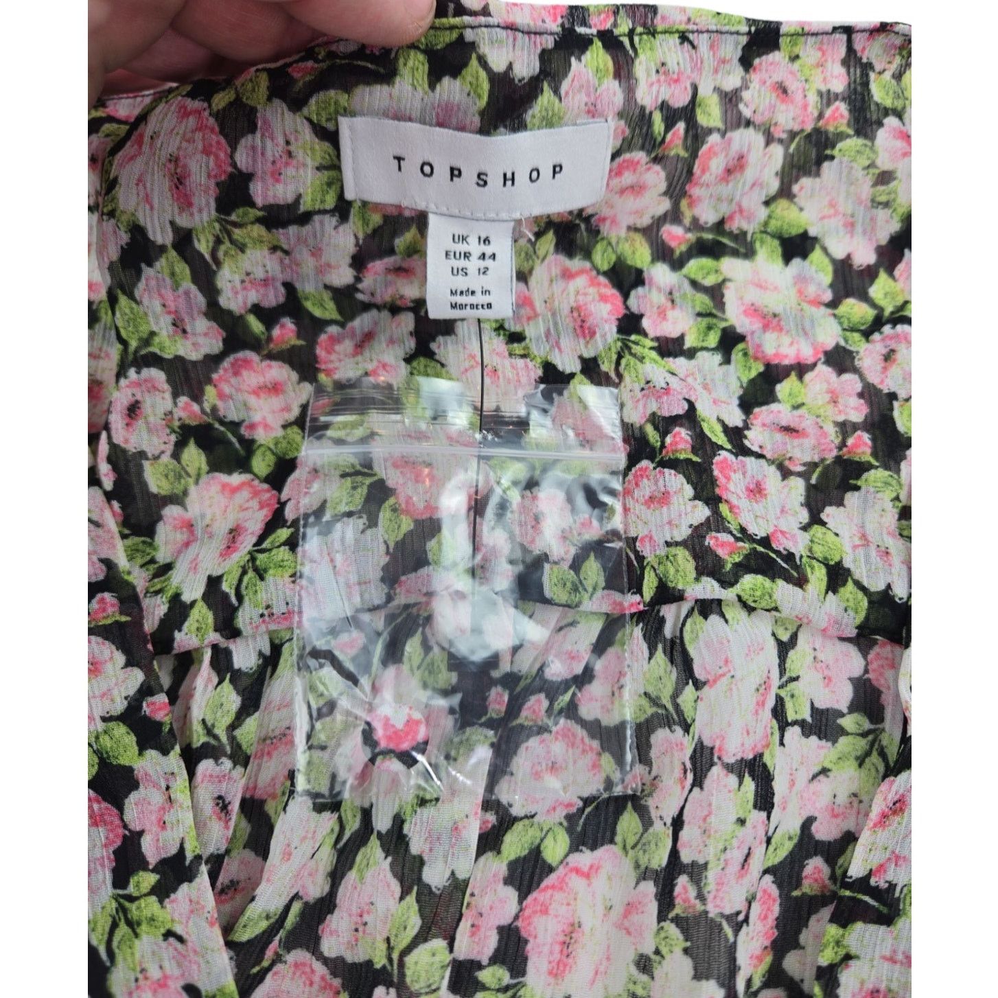 Topshop Topshop | V-Neck Mini Dress in Ditsy Vintage Rose | Size 12 Size XL / US 12-14 / IT 48-50 - 6 Thumbnail