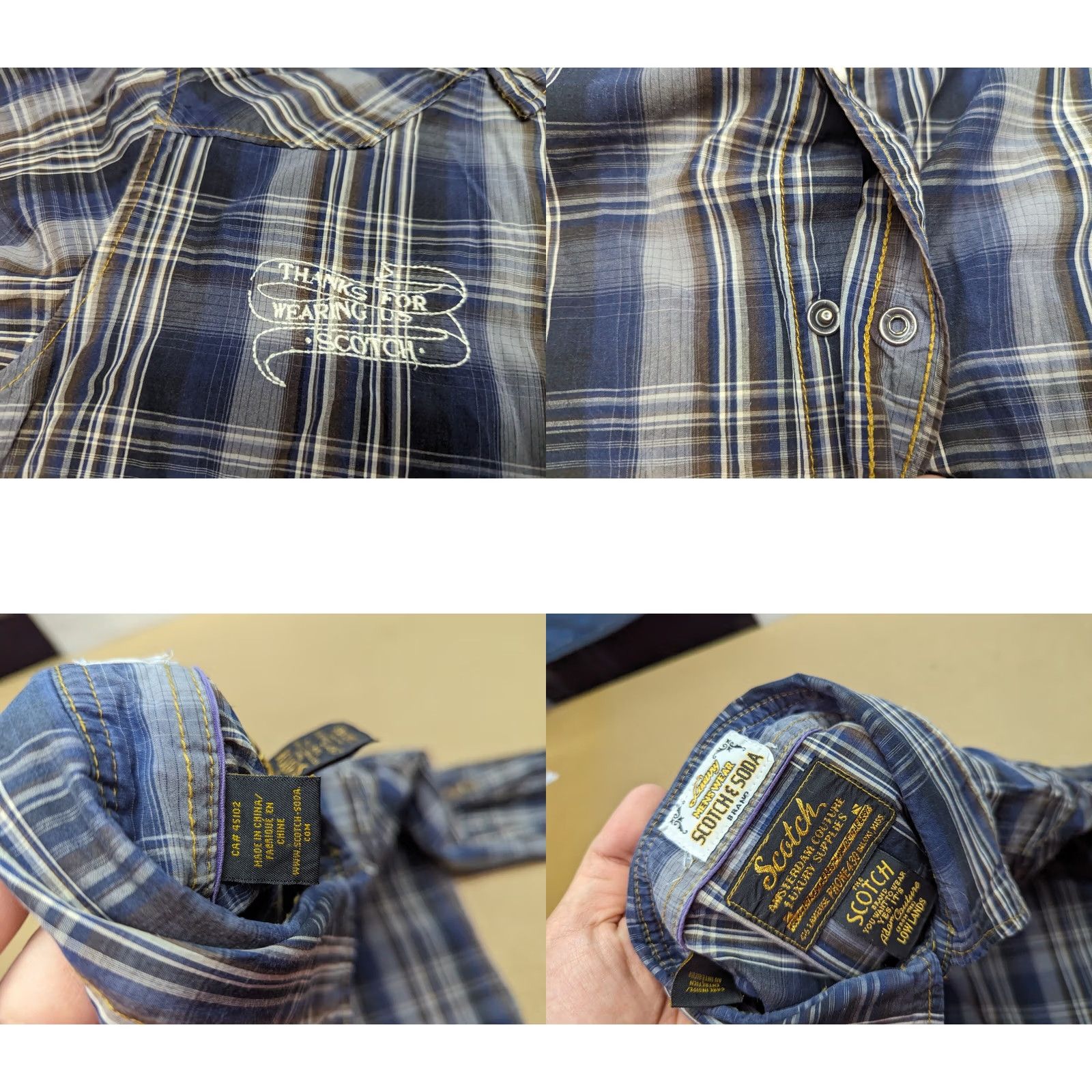 Scotch & Soda Scotch & Soda Shirt Mens M Green Plaid Western Snap Patches Eat Dirt Button Up Size US M / EU 48-50 / 2 - 8 Thumbnail