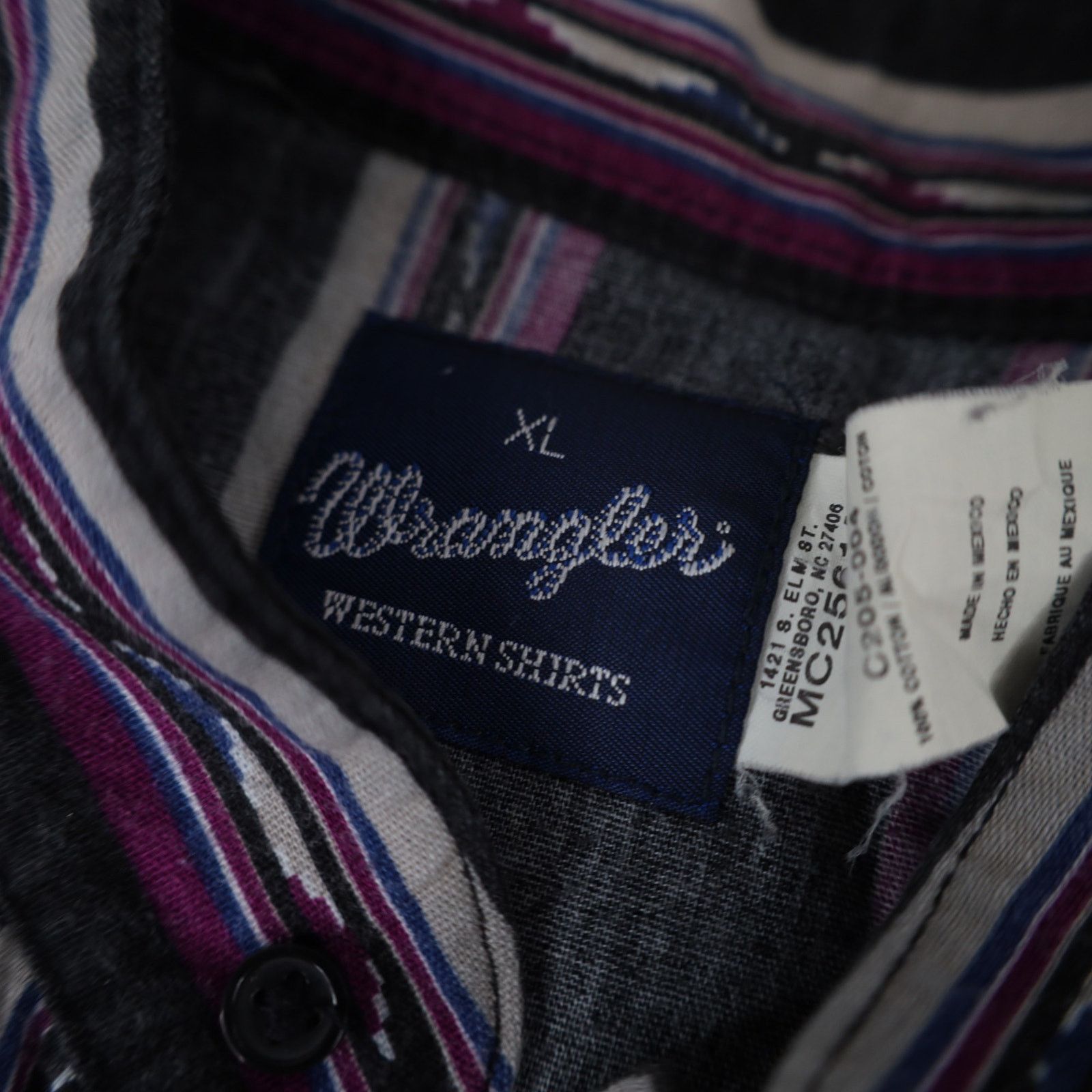 VTG Wrangler Vertical Southwestern Print Pearl Snap Shirt