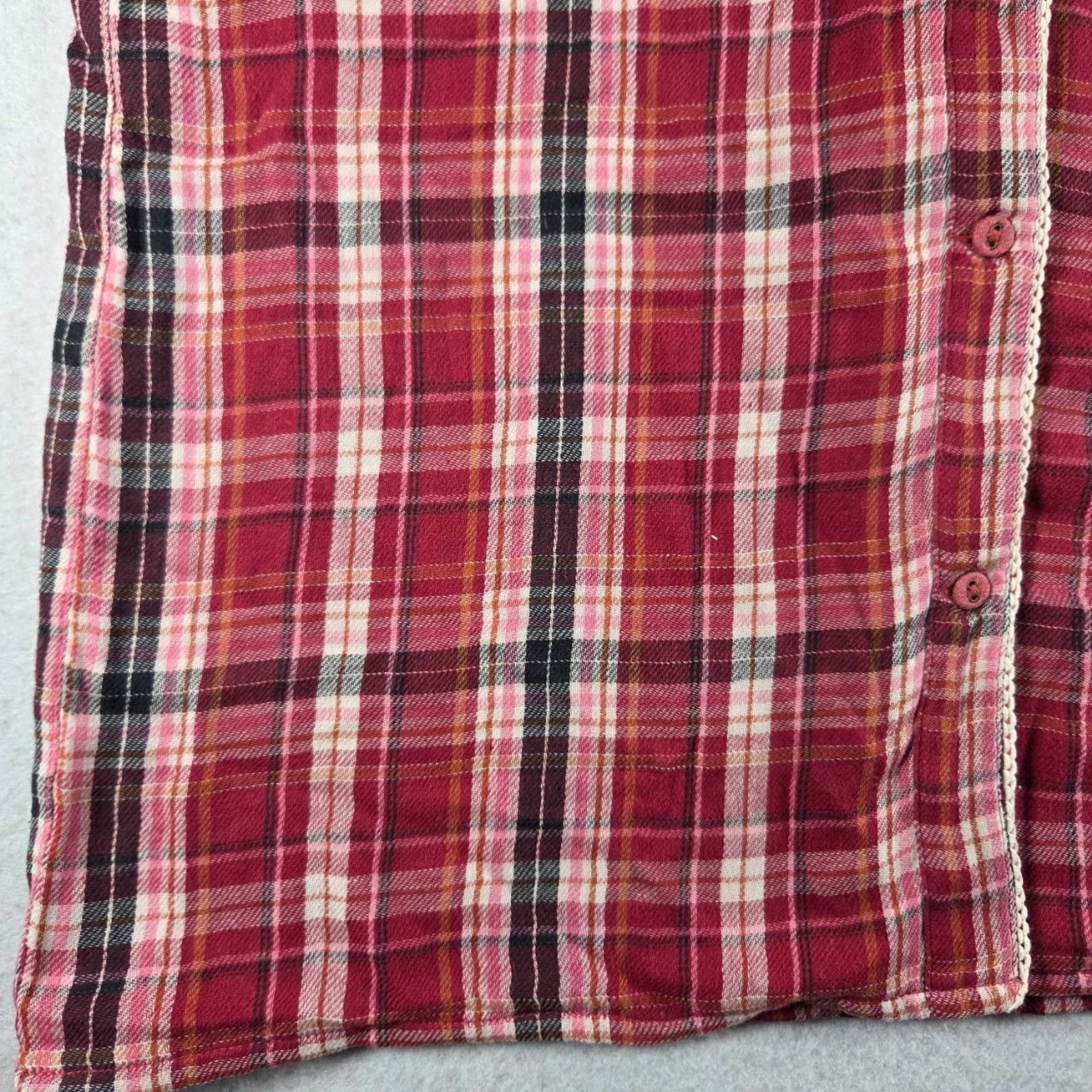 Sundae School Sundance Women's Button Up Top Small Red Plaid Flannel Size S / US 4 / IT 40 - 2 Thumbnail