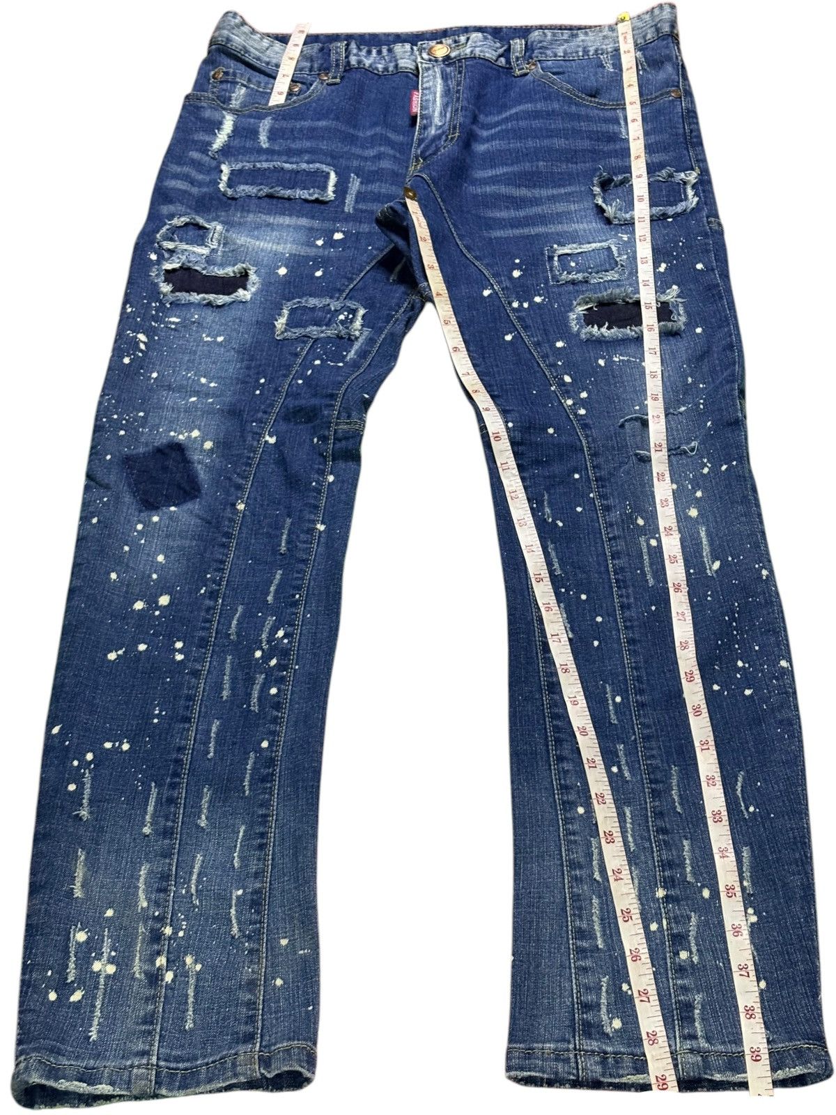Japanese Brand Vintage Japanese Brand Patches Faded Acid Wash Slim Jeans Size US 33 - 13 Thumbnail