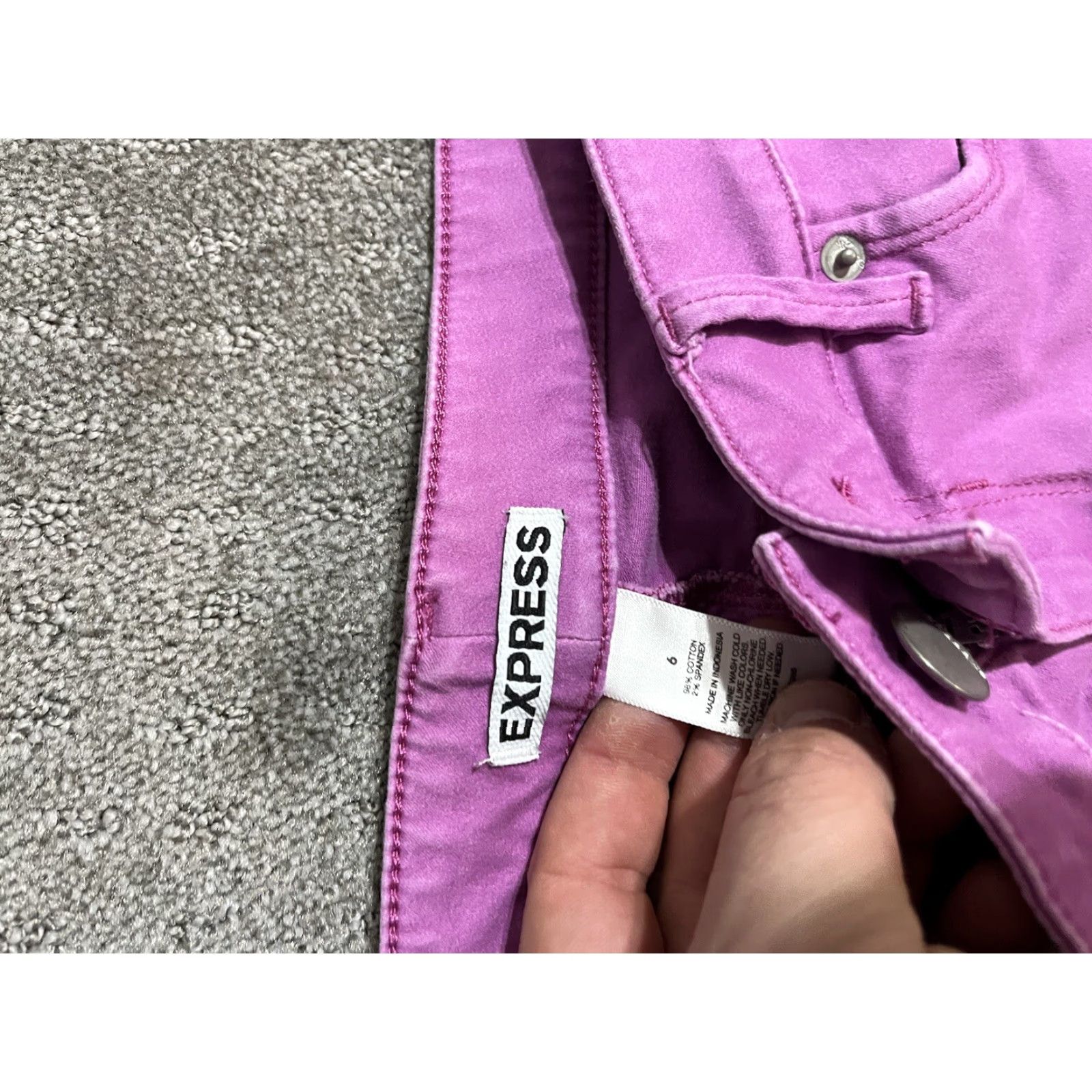 Express Express Women's Skinny Jeans Size 6 Purple Solid Stretch Denim Regular Fit Size 28" / US 6 / IT 42 - 6 Thumbnail