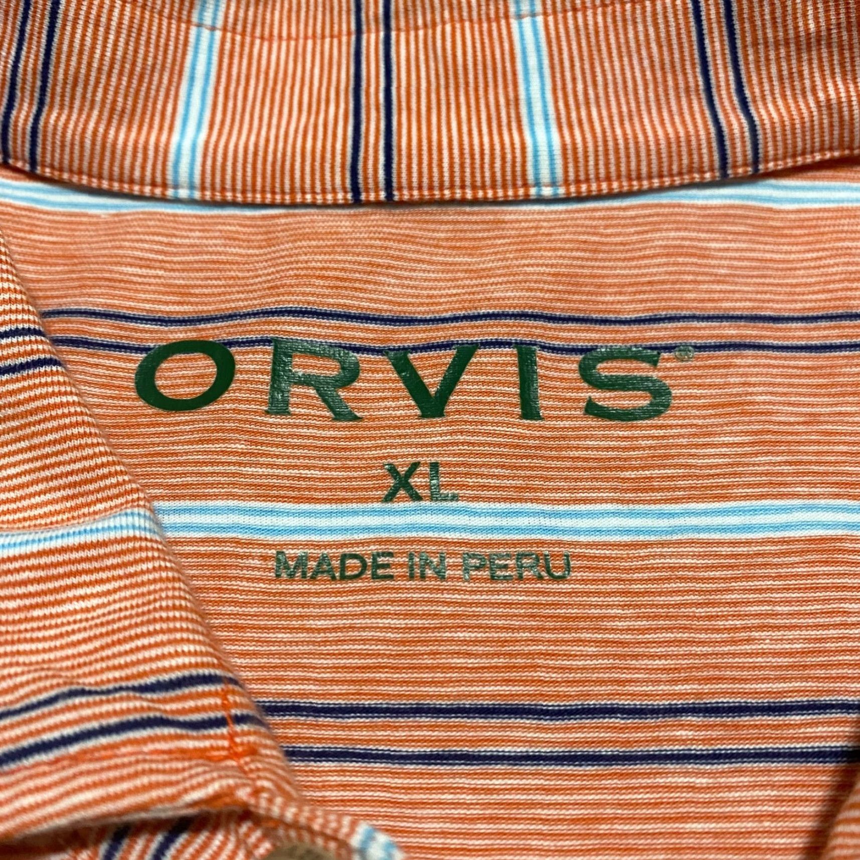 Orvis Orvis Polo Shirt Mens XL Orange Striped Short Sleeve Knit Cotton Polo Shirt XL Orange Mens Polo Shirt Size US XL / EU 56 / 4 - 3 Thumbnail