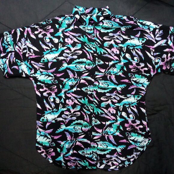 Vintage Vintage 90s California Krush Fish Hawaiian Shirt Size US L / EU 52-54 / 3 - 2 Thumbnail