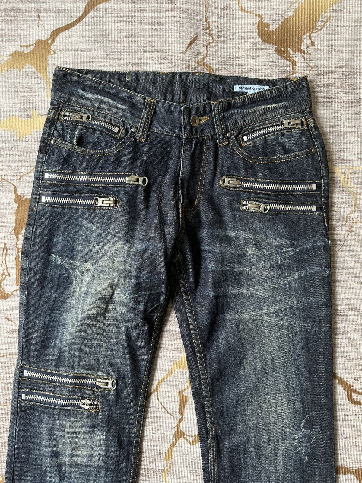 semanticdesign Semantics Design Multi Zipper Distressed Denim Size US 31 - 5 Thumbnail