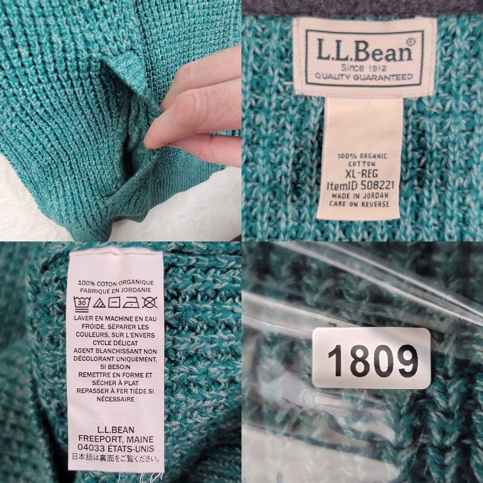 Vintage LL Bean Sweater Mens Large Waffle Knit Full Zip Green Pockets Heavyweight Casual Size US XL / EU 56 / 4 - 9 Thumbnail