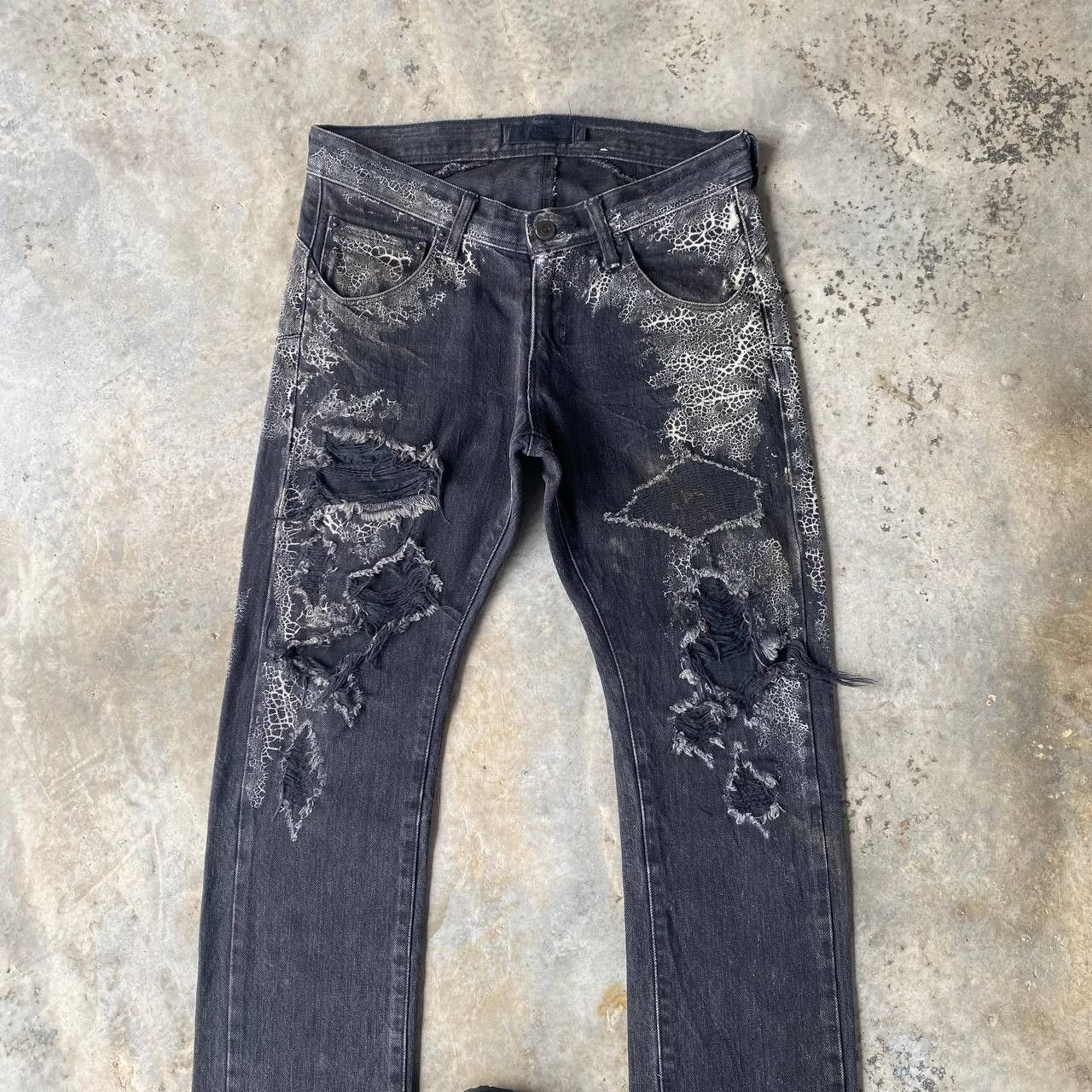 JACKROSE Rare Jackrose Luv Maison Python+Spider Web Distressed Denim Size US 28 / EU 44 - 4 Thumbnail