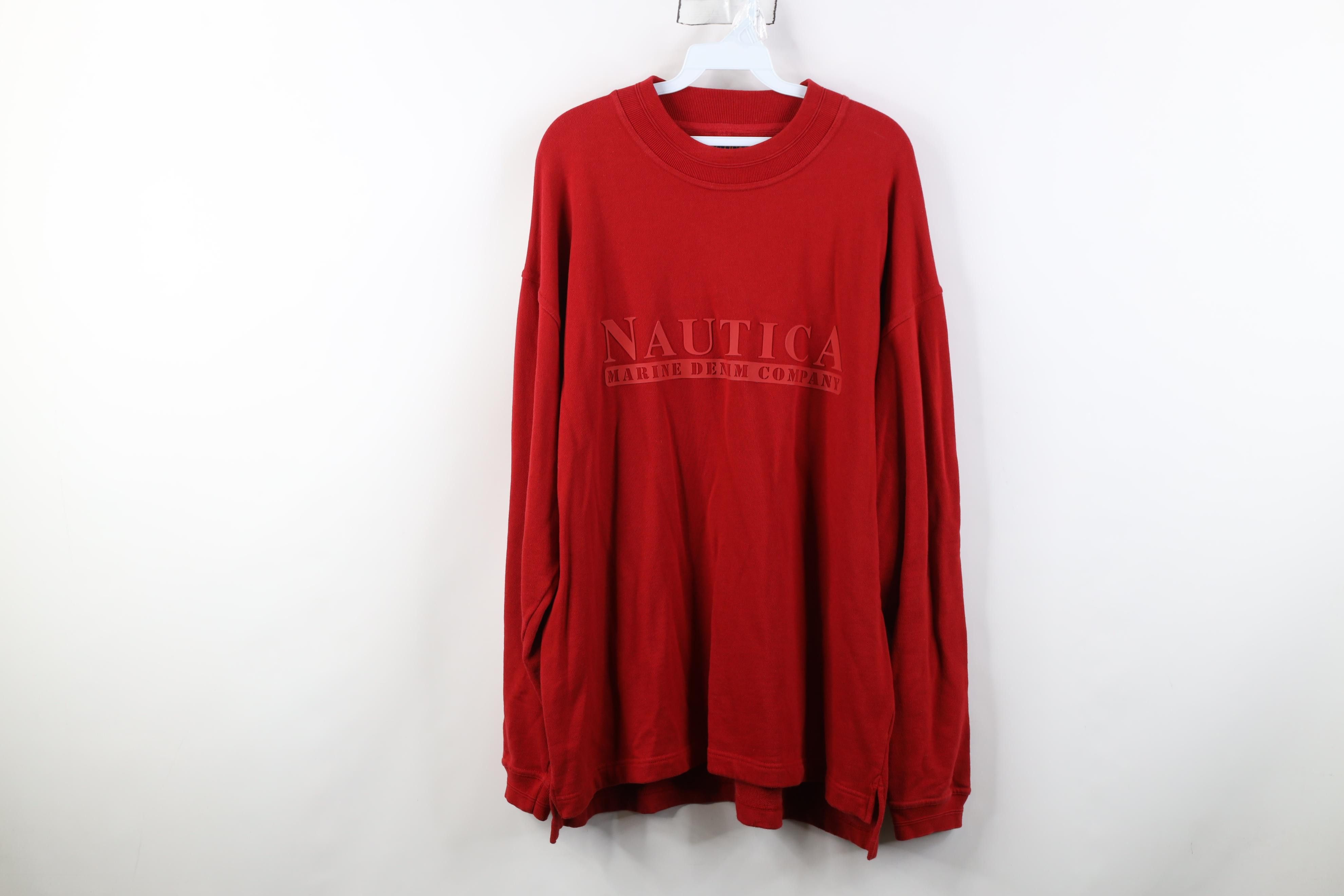 Nautica Vintage 90s Nautica Marine French Terry Sweatshirt Red Size US L / EU 52-54 / 3 - 1 Thumbnail