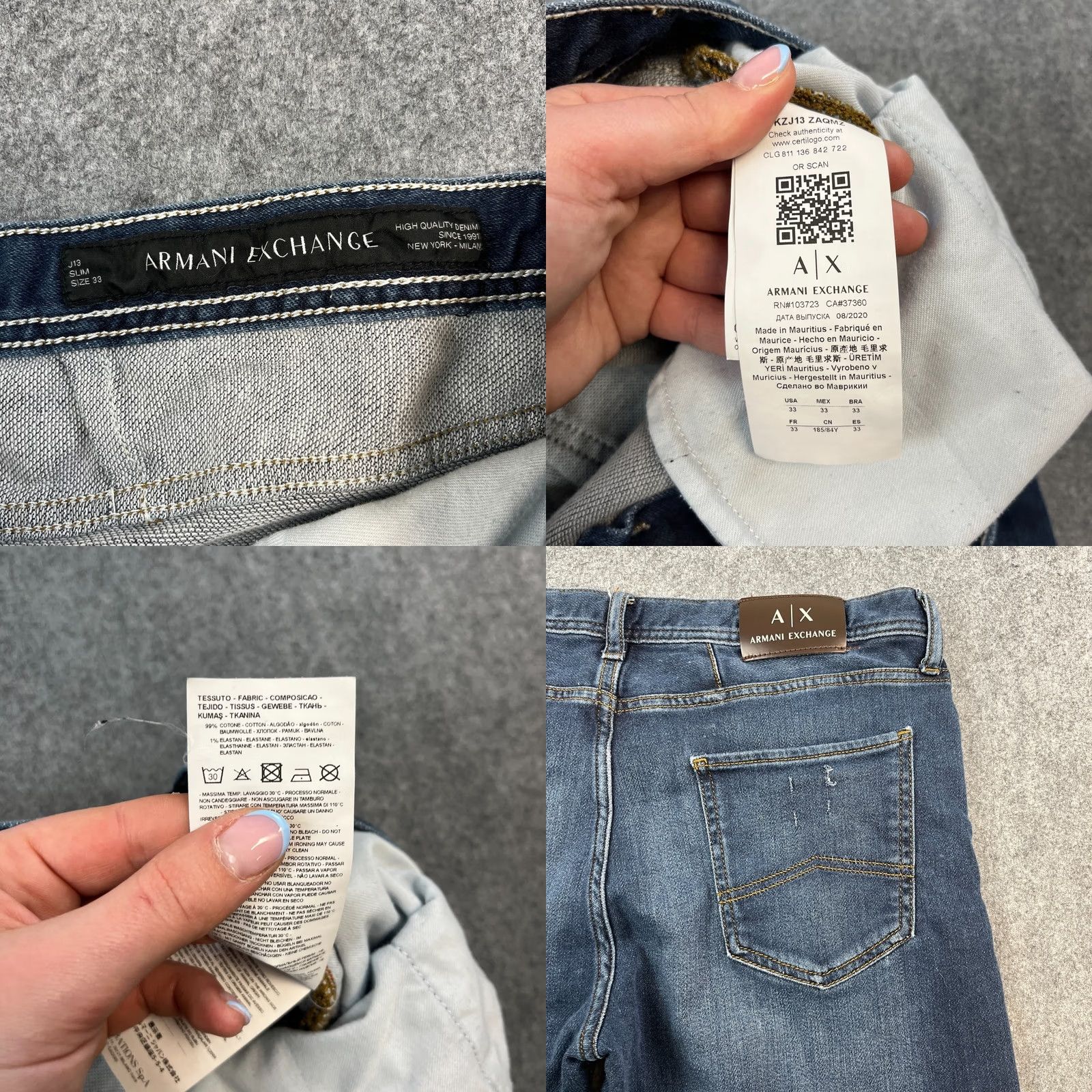 Armani Exchange Armani Exchange Jeans Slim Tapered 33 34 Dark Wash Blue Stretch J13 Mens Denim 5-Pocket Size US 33 - 8 Thumbnail