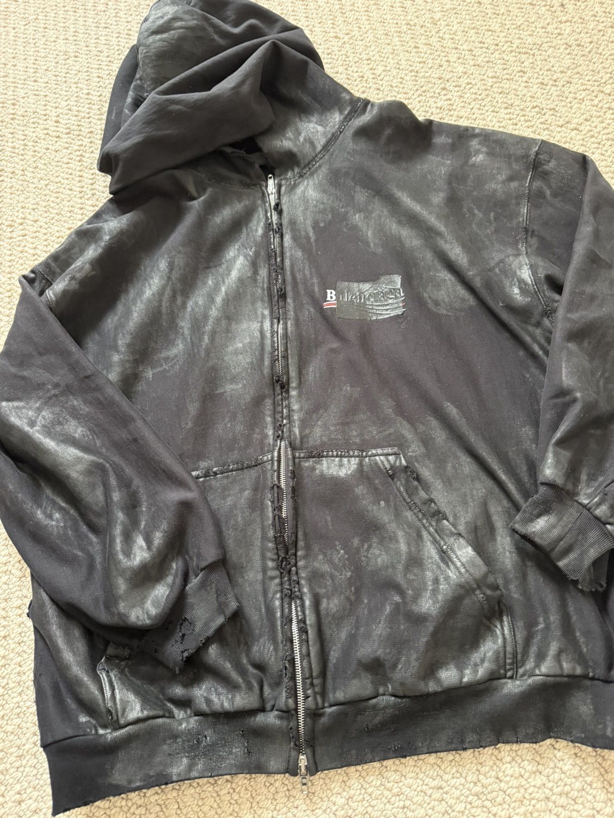 Balenciaga Balenciaga gaffer tape distressed zip hoodie Size US M / EU 48-50 / 2 - 1 Thumbnail