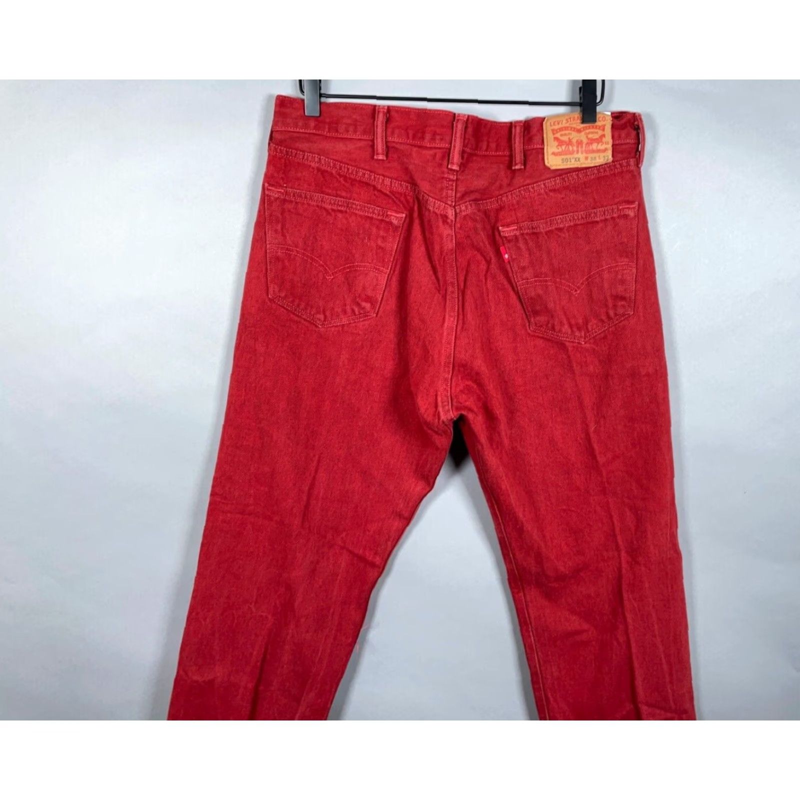 Levi's Levi's 501 XX Jeans Men 36 x 29 Red Denim Button Fly Straight Vintage Grunge Retro 5-Pocket Mens (Regular) Regular None Size US 36 / EU 52 - 3 Thumbnail