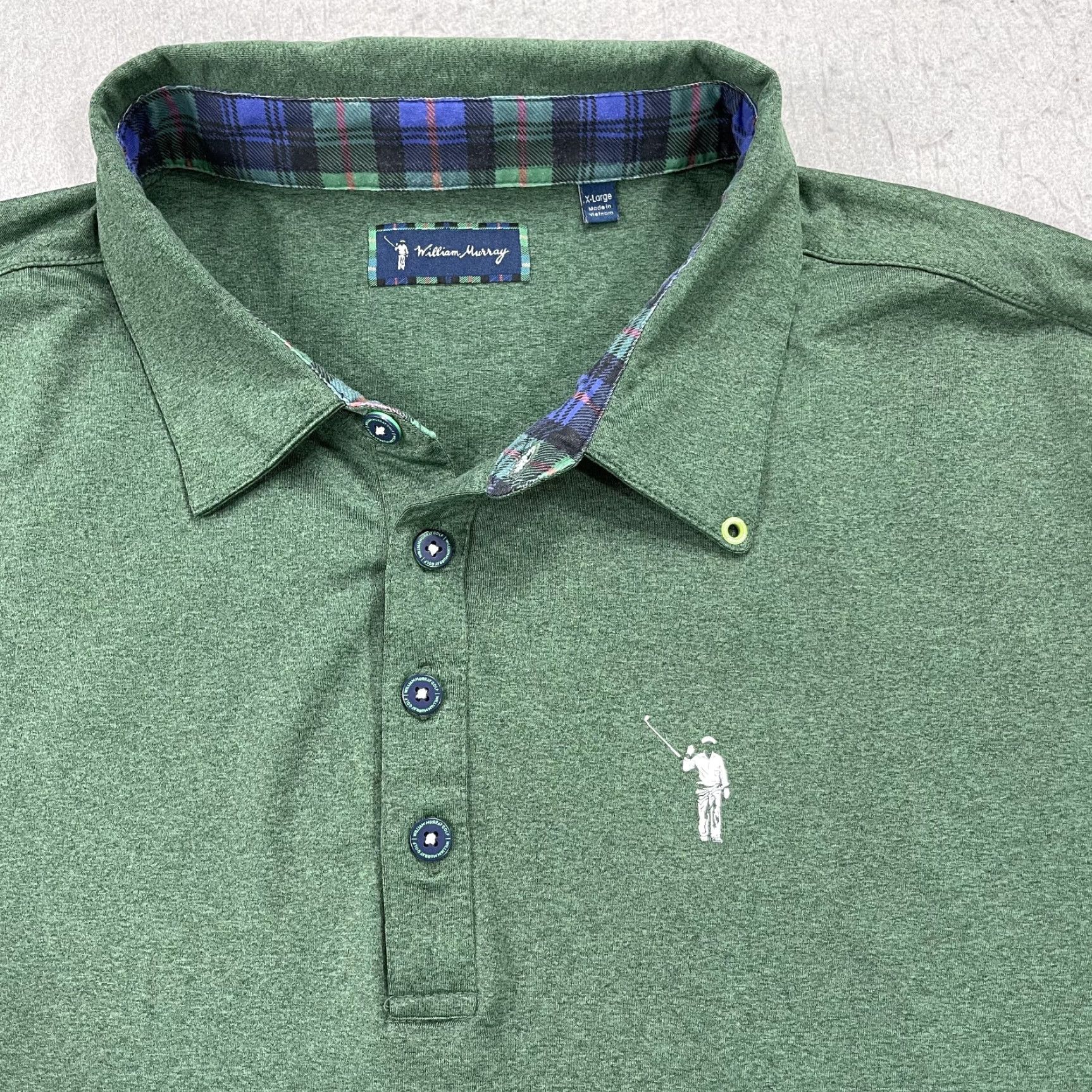 Vintage William Murray Polo Shirt Mens L Green Logo Performance Golf Stretch Shirt Size US L / EU 52-54 / 3 - 2 Thumbnail