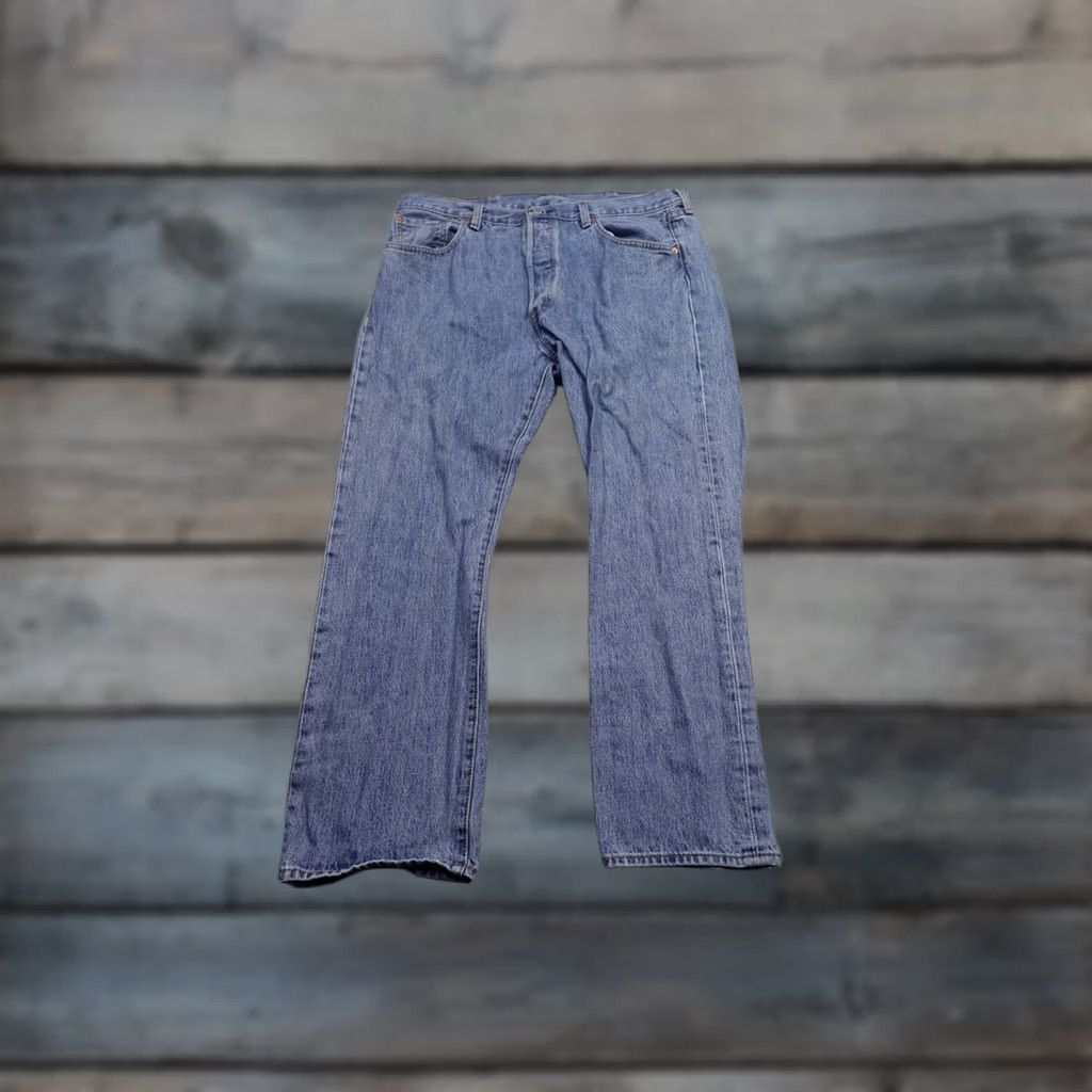 Levi's Levi's 501 Jeans Mens 38x30 Blue Straight Light Wash Button Fly Western Rancher Jeans Size US 38 / EU 54 - 1 Thumbnail