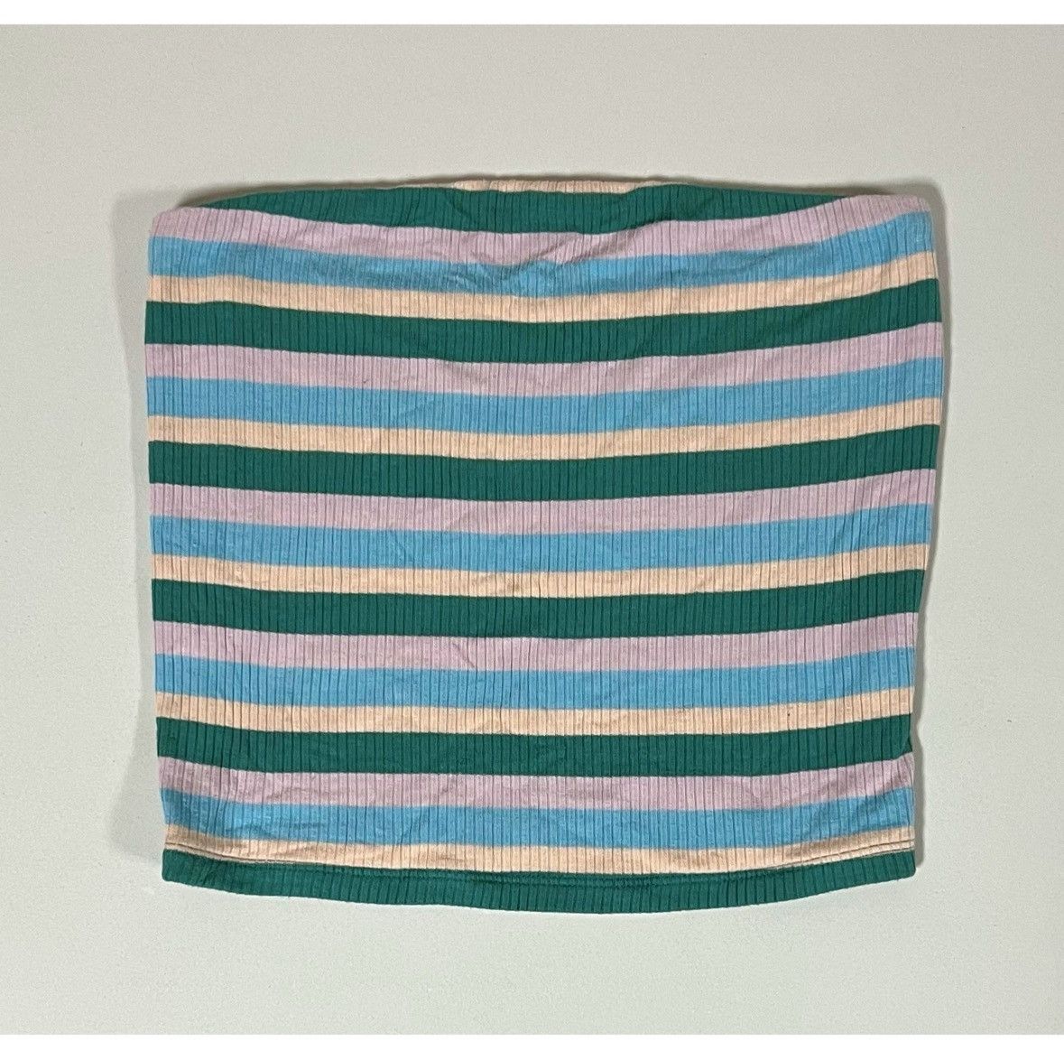 American Eagle Outfitters AE Green Blue Purple Striped Tube Top Shirt Blouse Size S 🩵✨ Size S / US 4 / IT 40 - 1 Thumbnail