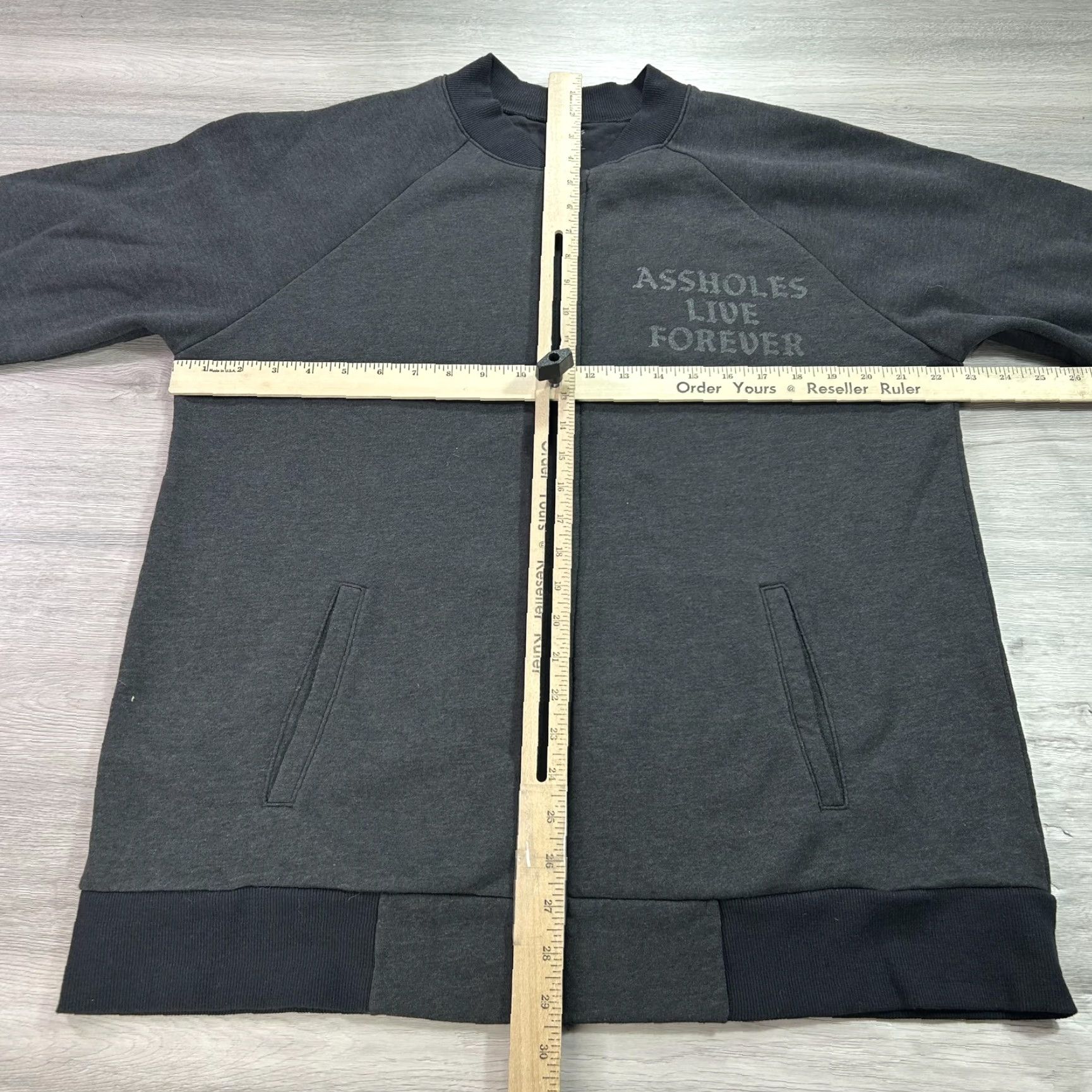 Olive VINTAGE Assholes Live Forever Jacket Mens XL Gray Full Zip Bomber Sweatshirt Size US XL / EU 56 / 4 - 5 Thumbnail