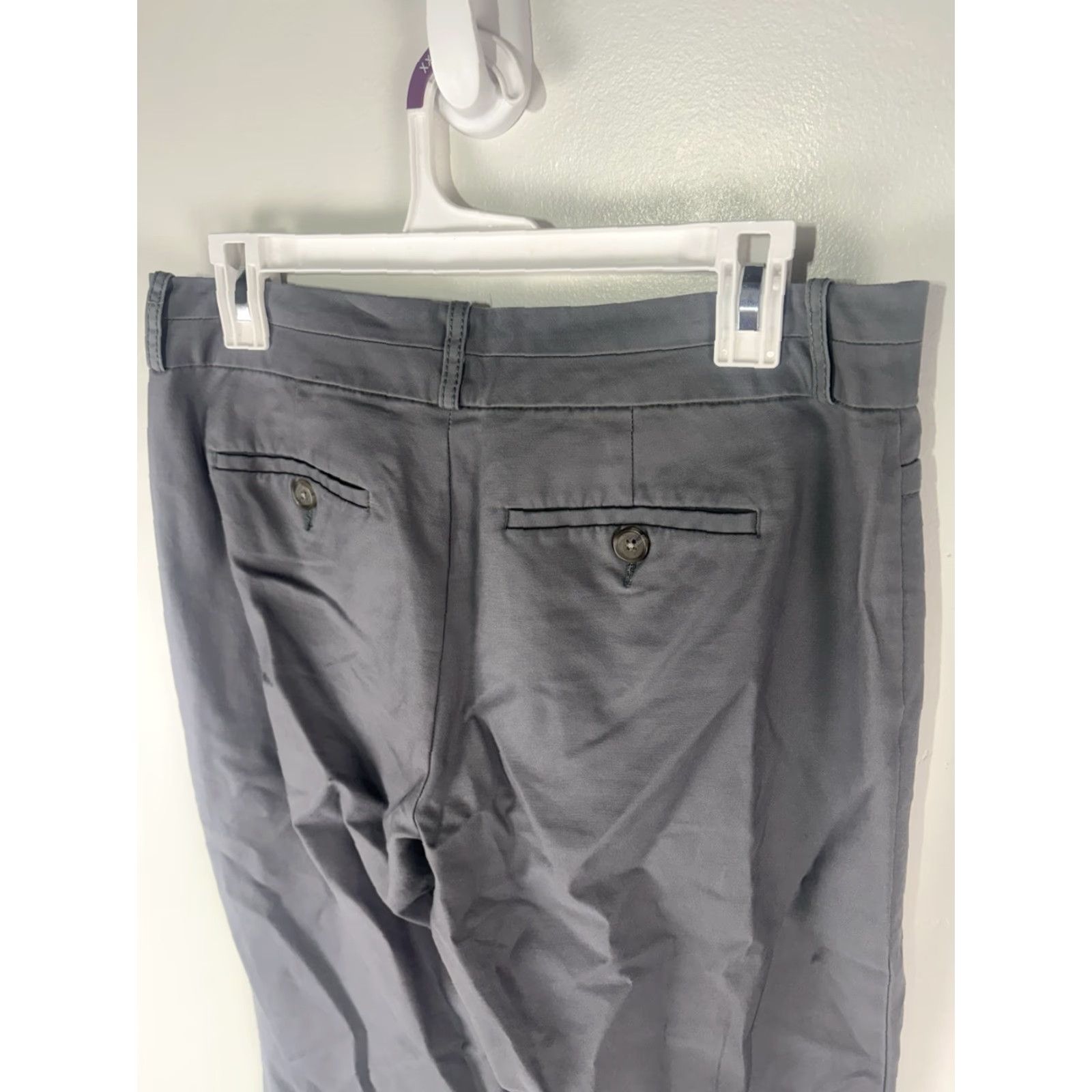 Banana Republic Banana Republic Women's Wide Leg Cuffed Dress Pants Size 8P Gray Cotton Spandex Business Casual Size 30" / US 8 / IT 44 - 5 Thumbnail