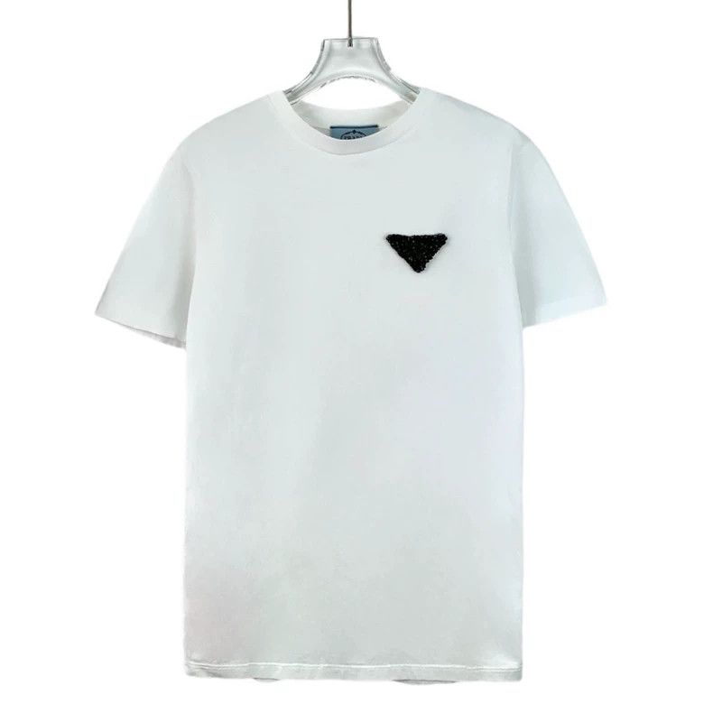 Prada Prada White triangle diamond-encrusted cotton round-neck sh Size US XS / EU 42 / 0 - 1 Thumbnail