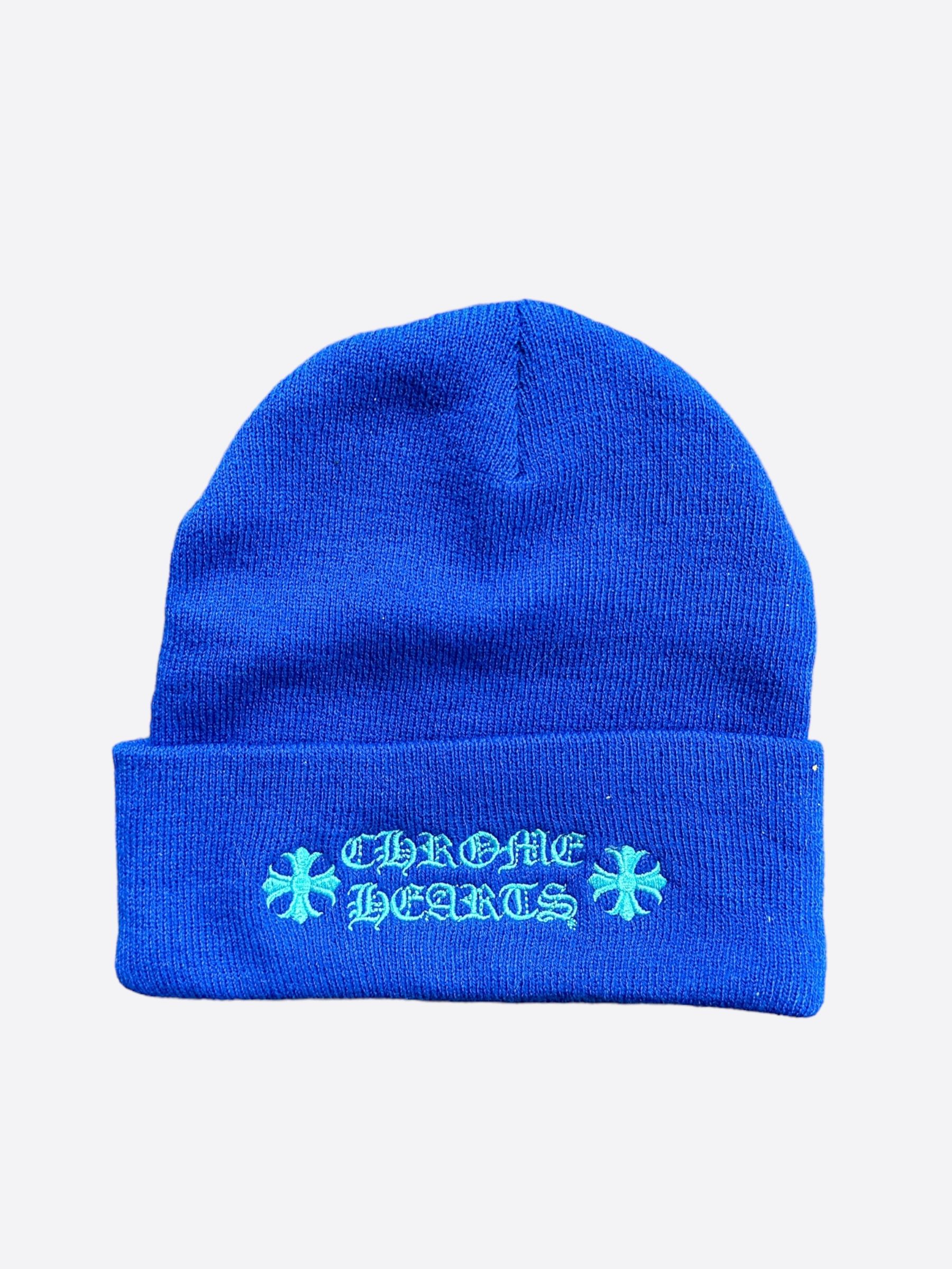 Pre-owned Chrome Hearts Blue Embroidered Logo Beanie