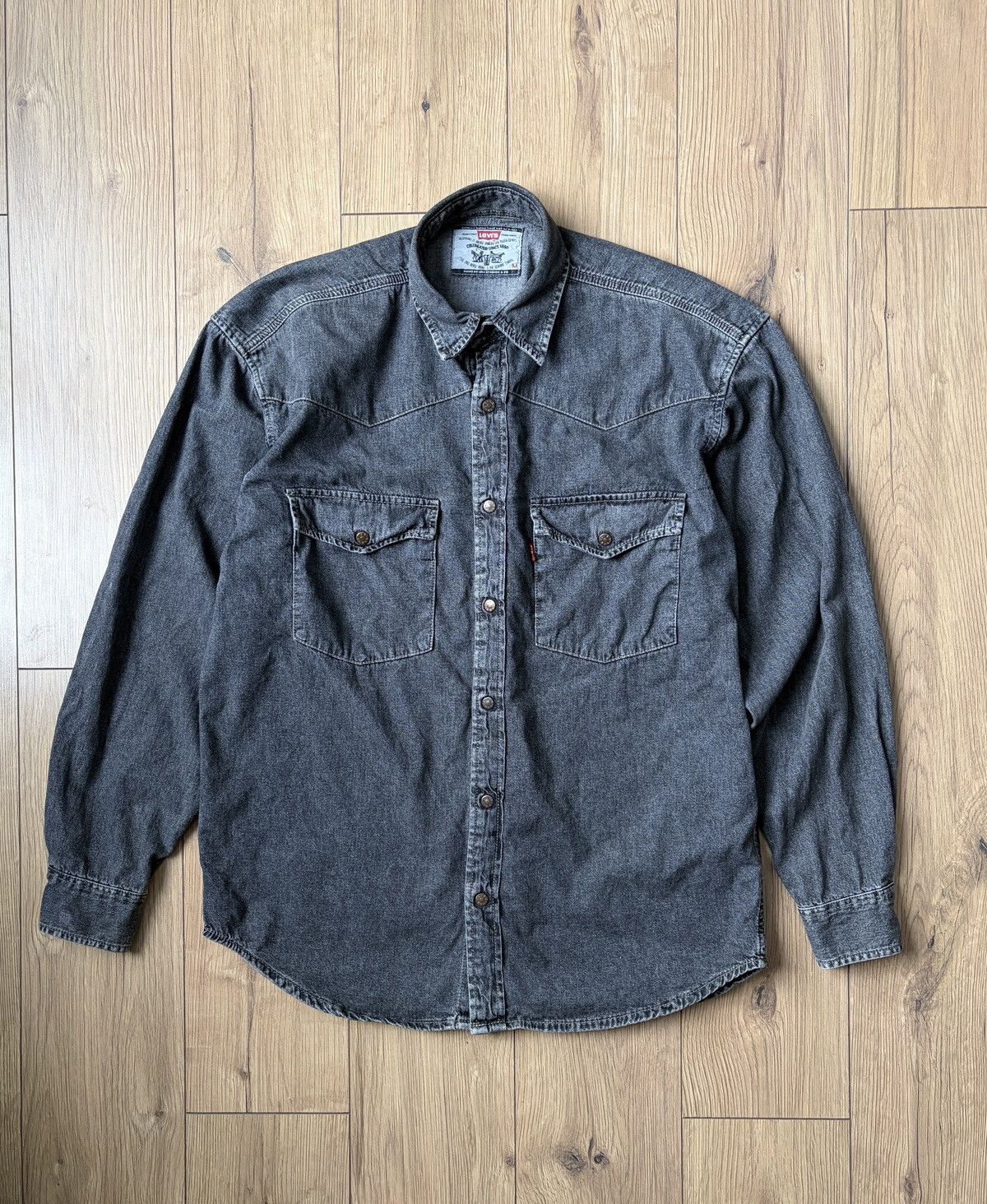 Levi's Vintage Clothing Levis Vintage Gray Heavy Denim Jeans Shirt Size US M / EU 48-50 / 2 - 3 Thumbnail