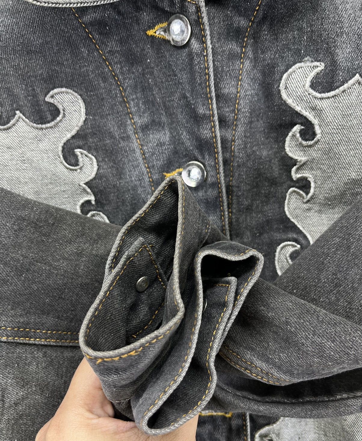 Japanese Brand Vintage Japanese Flower Denim Cardigan Jacket Size M / US 6-8 / IT 42-44 - 10 Thumbnail