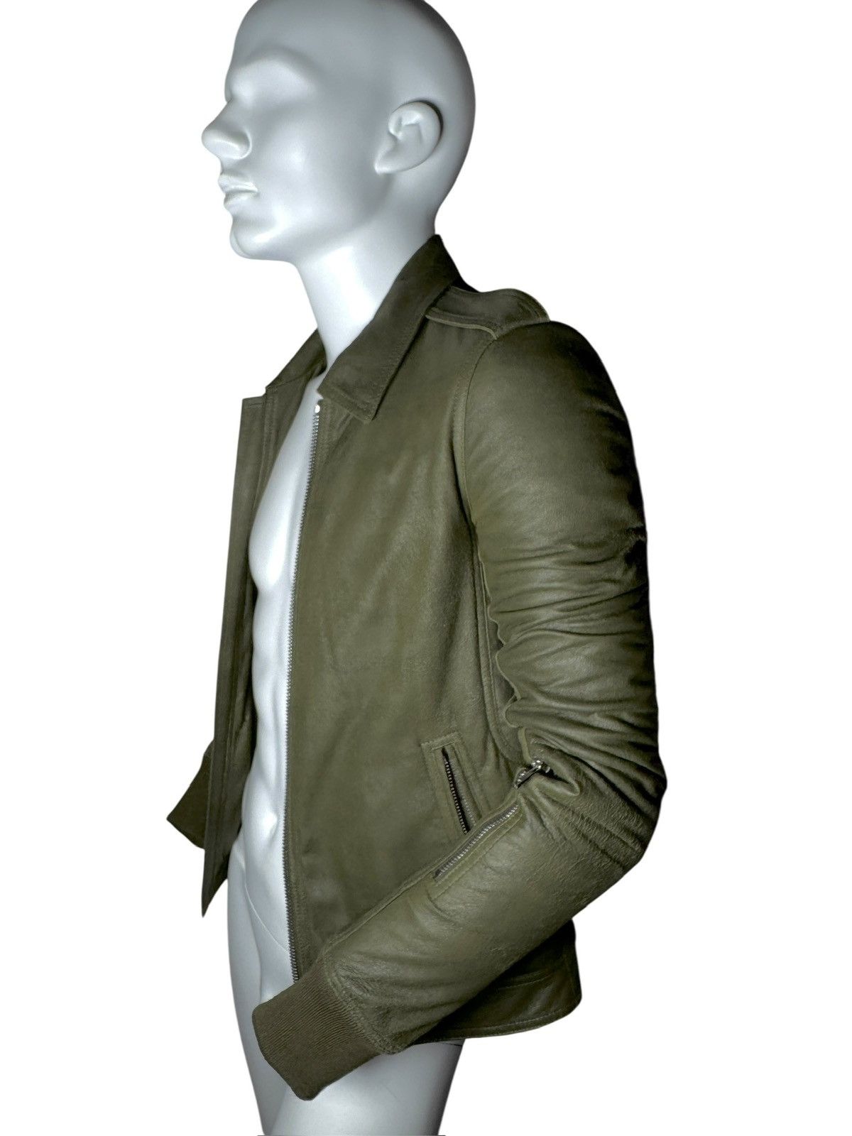 Rick Owens Rick Owens Dirty Green Leather Flight Jacket – FW18 Size US S / EU 44-46 / 1 - 5 Thumbnail