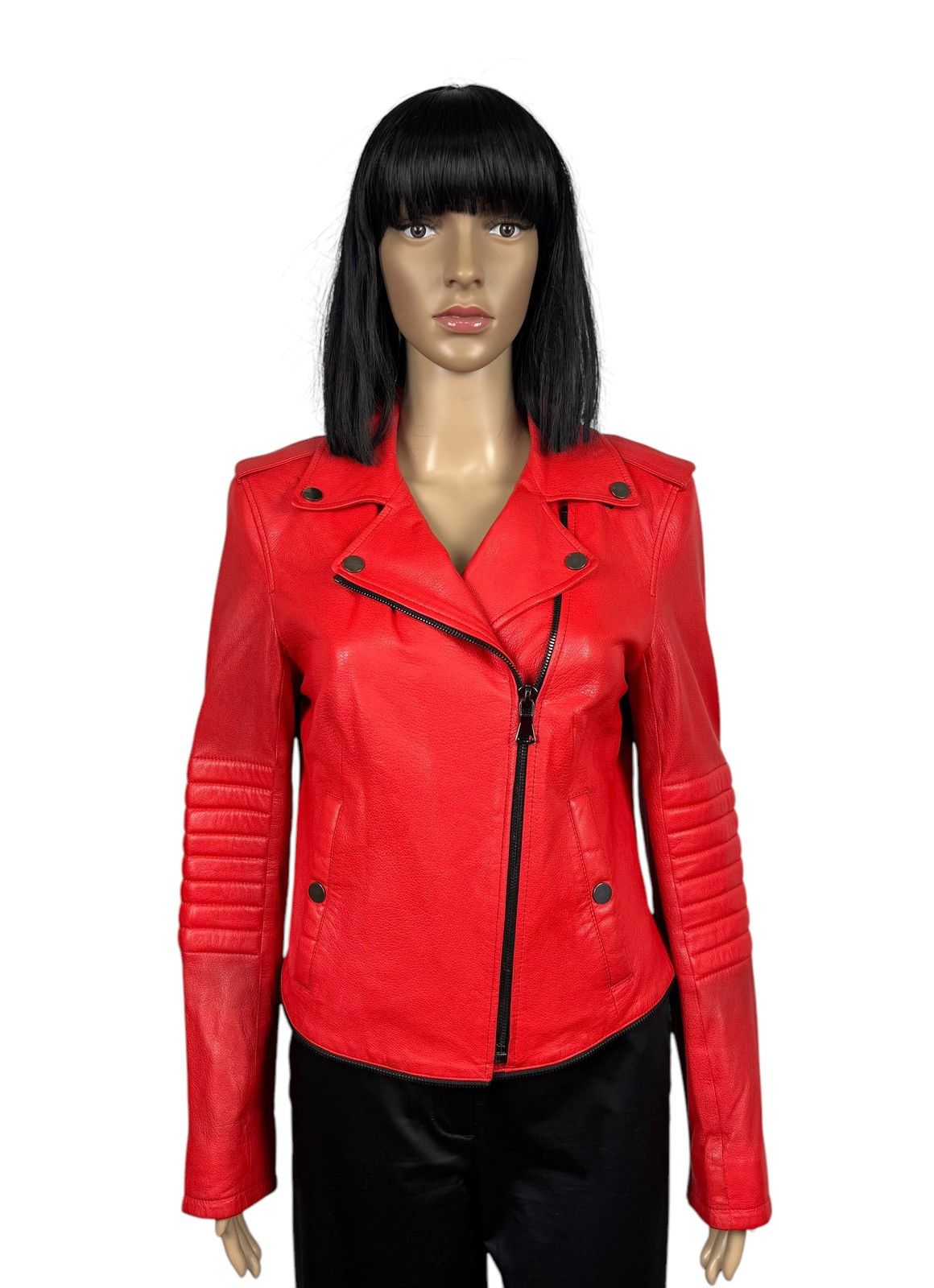 Designer Punto Genuine Leather Biker Jacket Italy size US10 IT46 Size L / US 10 / IT 46 - 1 Thumbnail