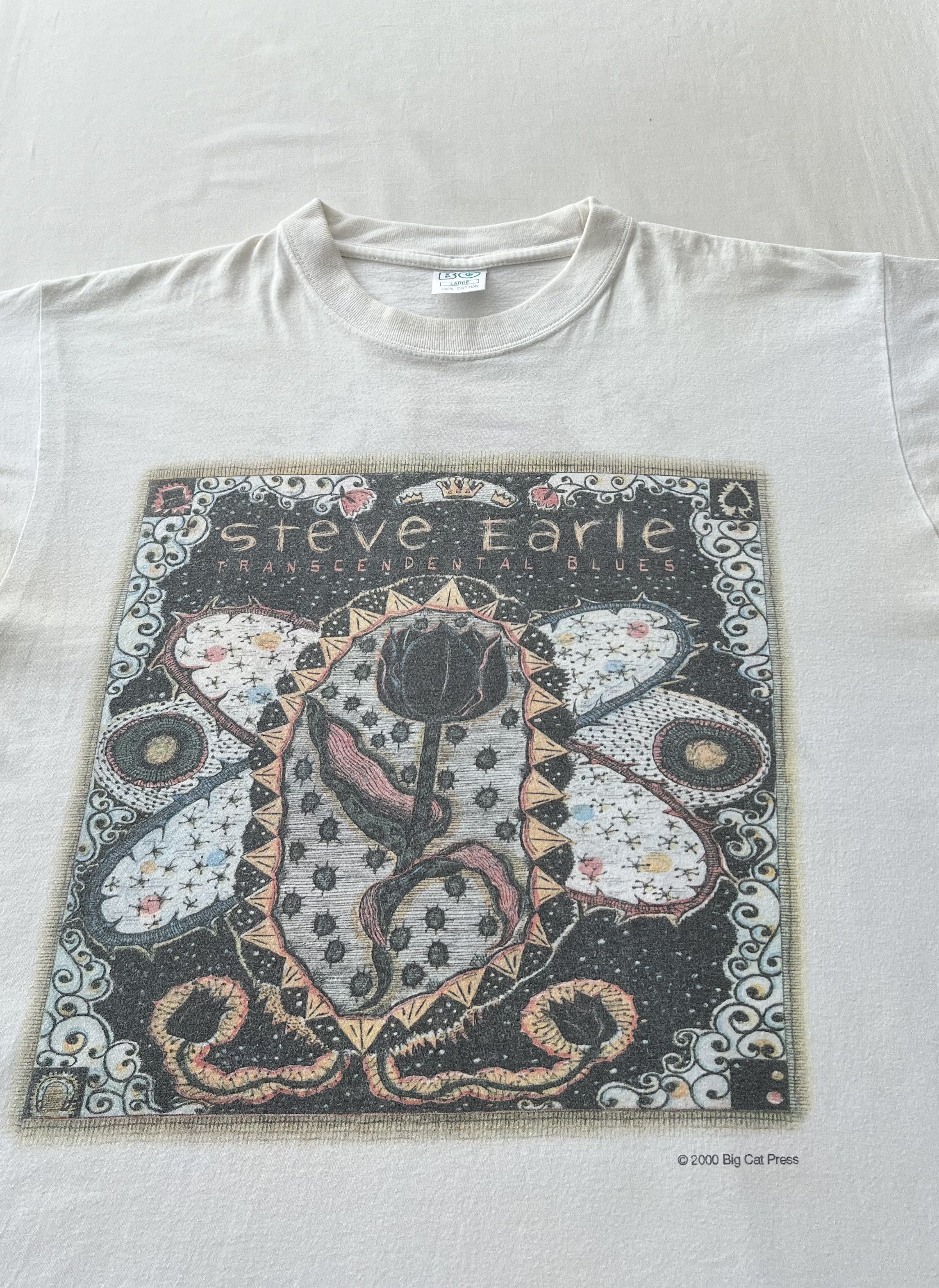 Band Tees Vintage 2000 Steve Earle Transcendental Blues White T-shirt Size US L / EU 52-54 / 3 - 3 Thumbnail