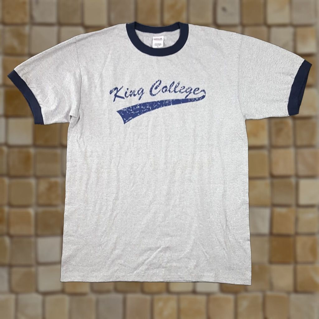 Anvil VINTAGE 90s Anvil King College Ringer T-Shirt Men's Large Gray Retro Collegiate Logo Y2K Size US L / EU 52-54 / 3 - 1 Thumbnail