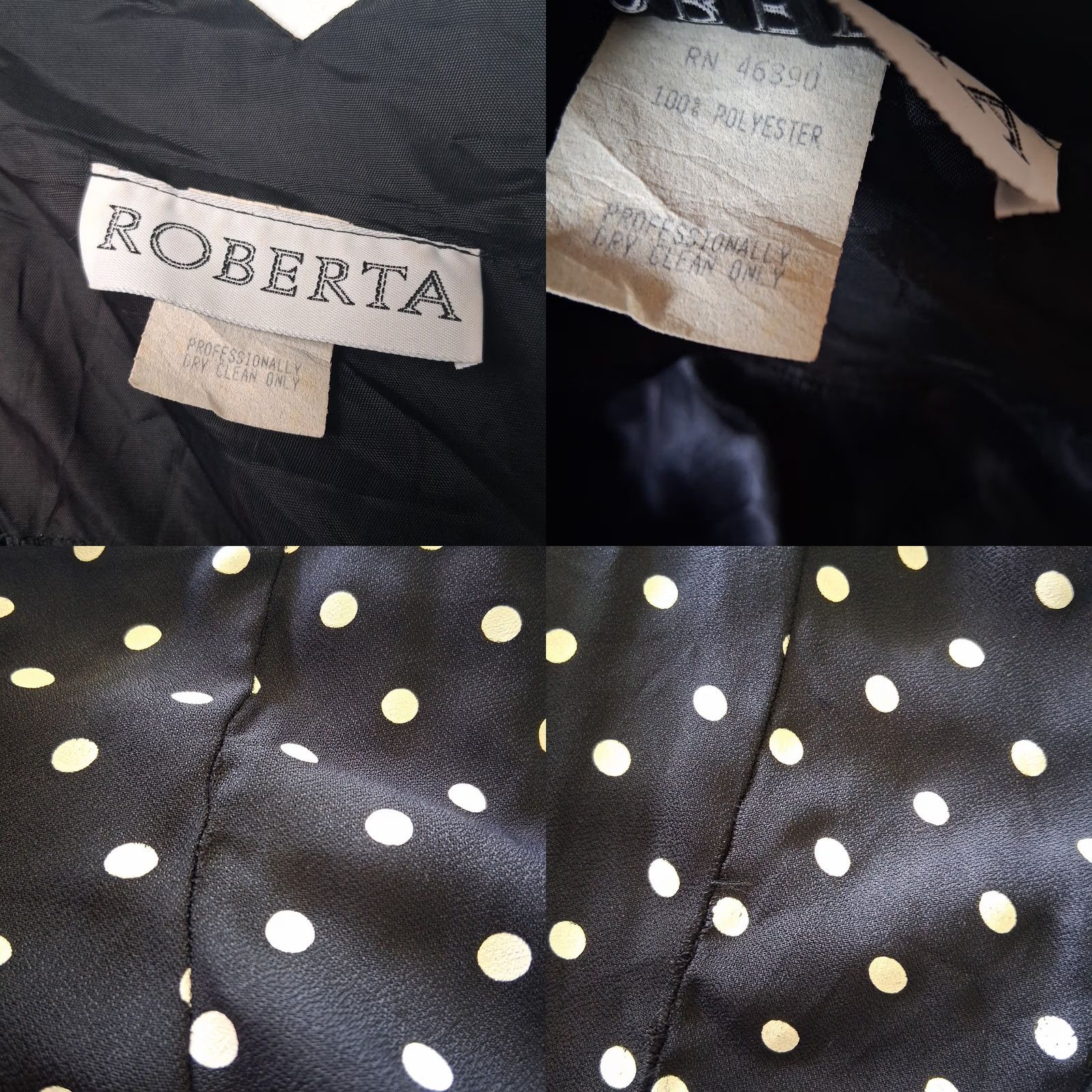 Vintage VINTAGE Roberta Dress XL Black Polka Dot Off Shoulder Scalloped Pinup 90s Size XL / US 12-14 / IT 48-50 - 8 Thumbnail