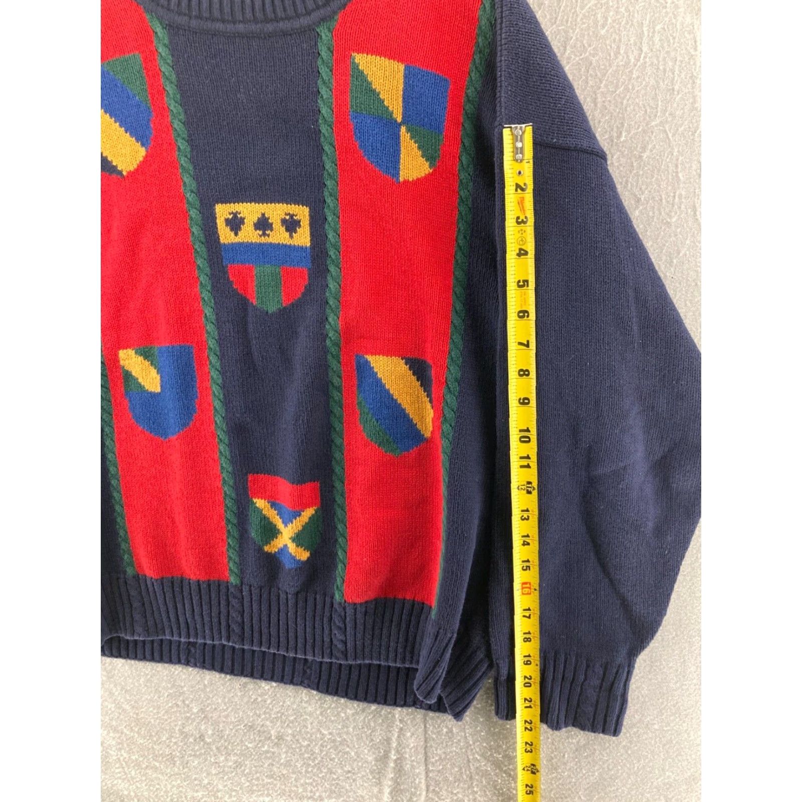 Gant GANT Sweater Mens XL Hand Intarsia Vertical Stripes Shield Shirt? Size US XL / EU 56 / 4 - 4 Thumbnail