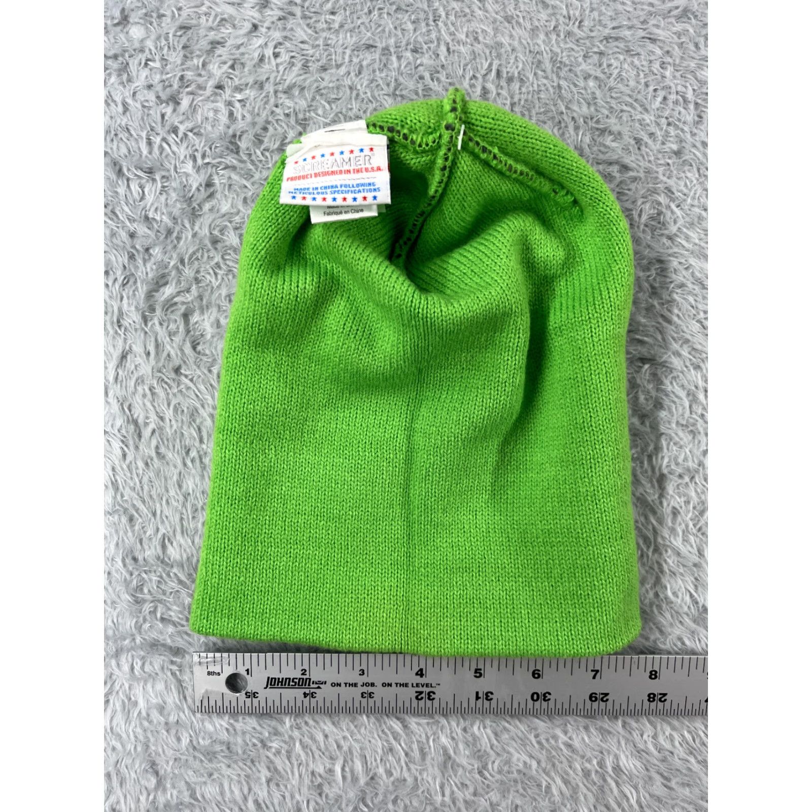 Vintage Screamer Beanie Adult One Size Green Gray Stripe Knit 100% Acrylic Ski Size ONE SIZE - 6 Thumbnail