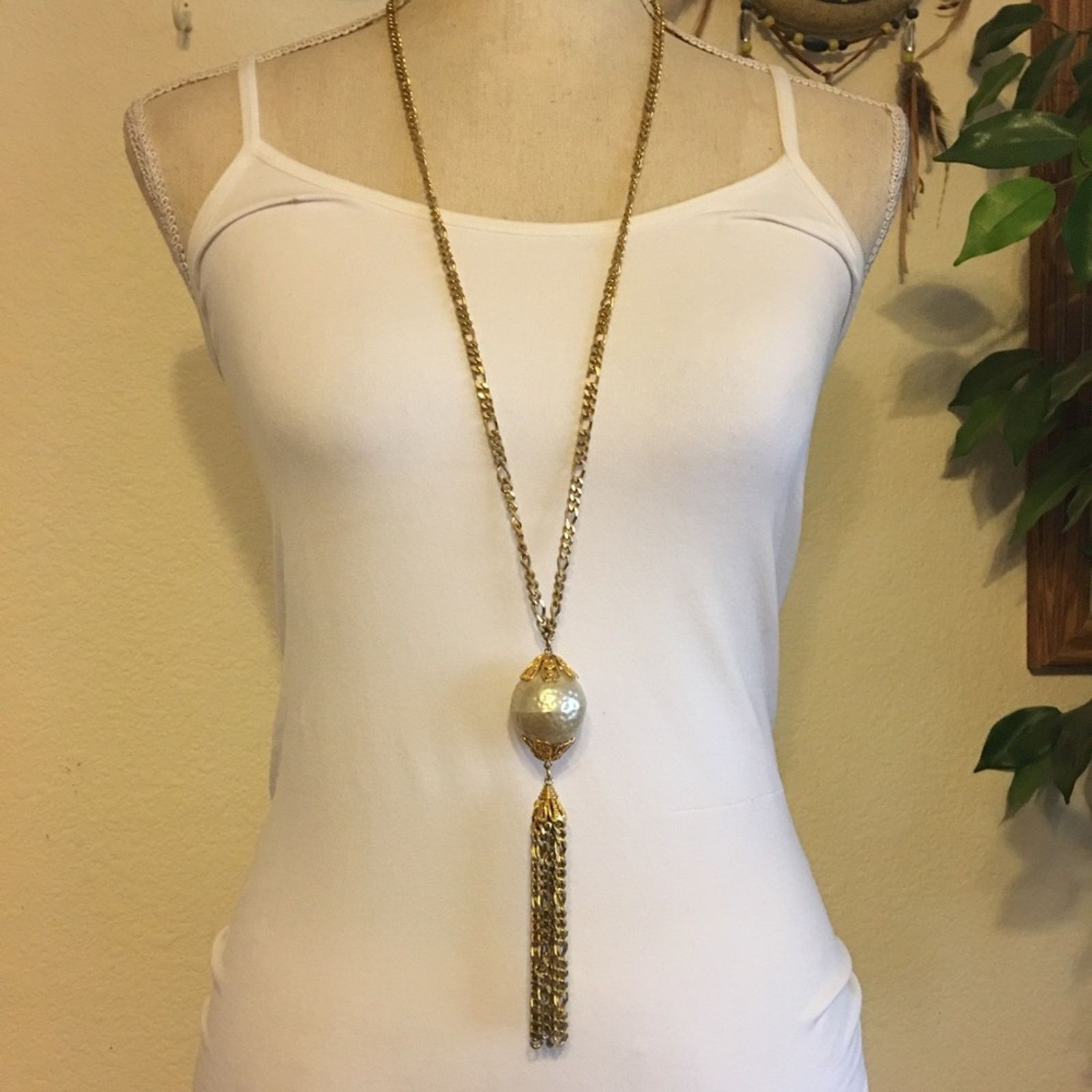 Vintage Vintage gold figaro bell capped pearl necklace Size ONE SIZE - 1 Thumbnail